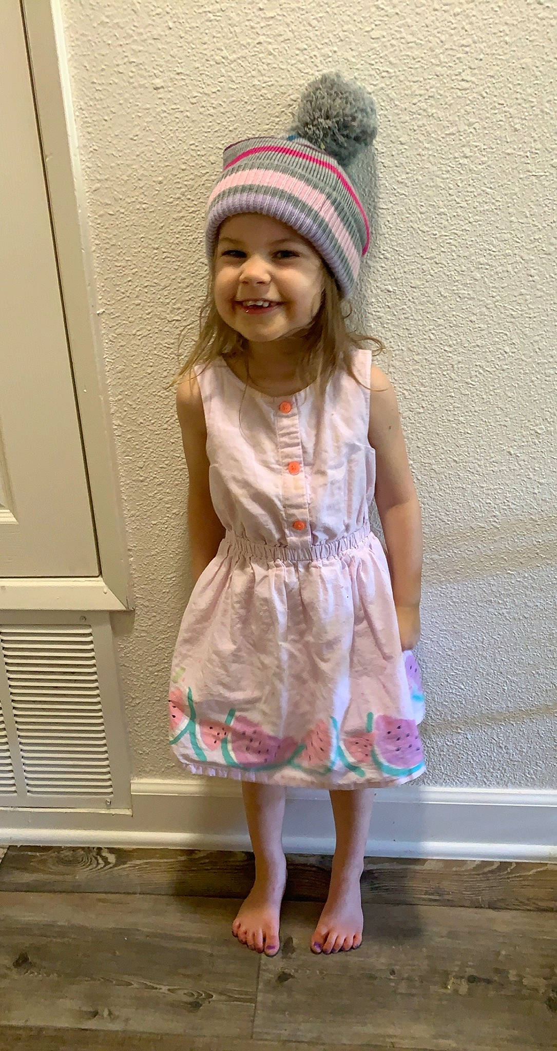 Madelynn joined the competition — help win amazing prizes! baby_toddler_clothing, clothing, day_dress, dress, eye, face, hair, hairstyle, happy, head, headwear, human_body, joy, neck, outerwear, person, pink, skin, sleeve, smile