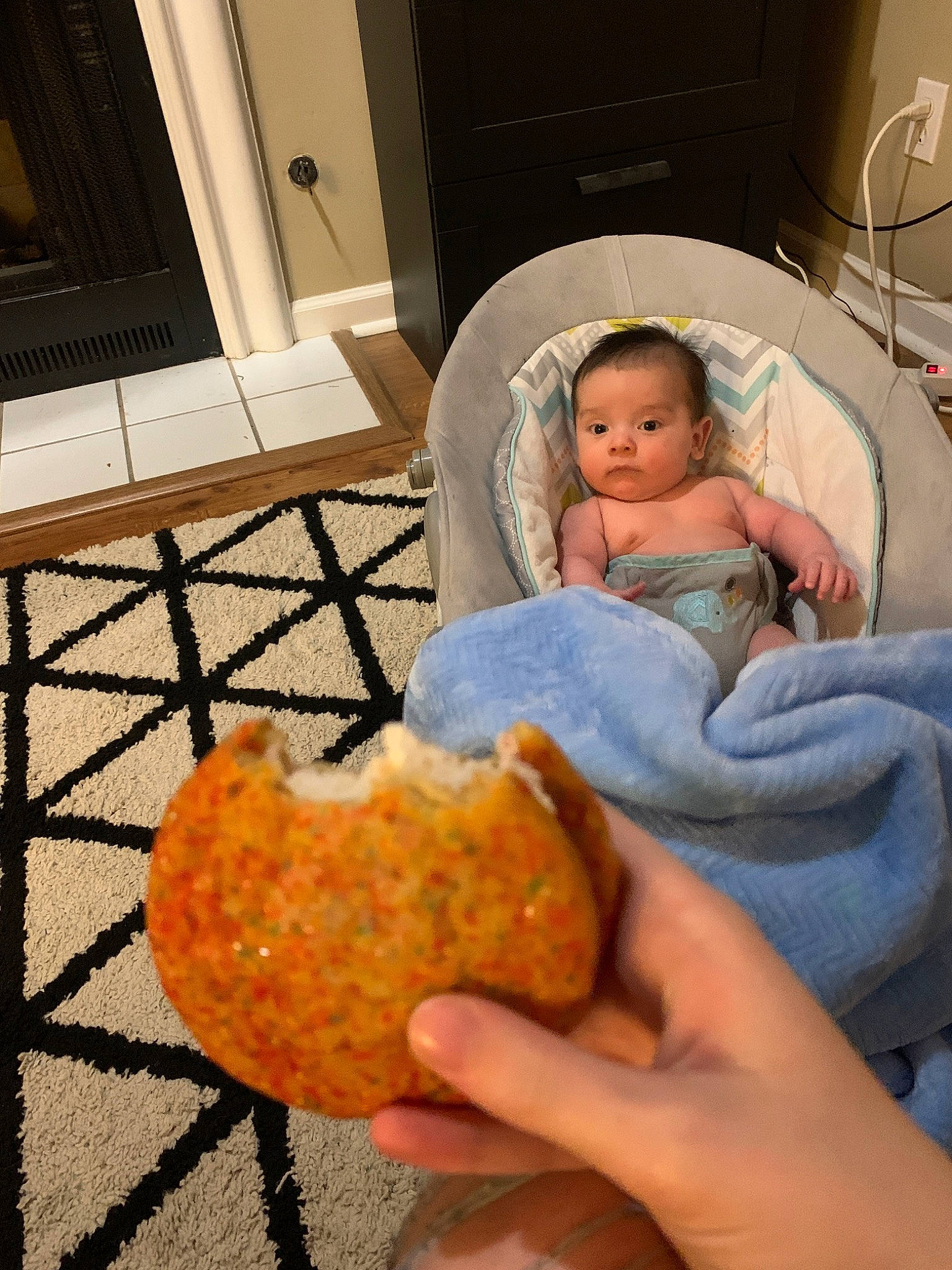 Beckett is registered to the contest to win money with this photo: baby, child, comfort_food, cuisine, dish, food, junk_food, person