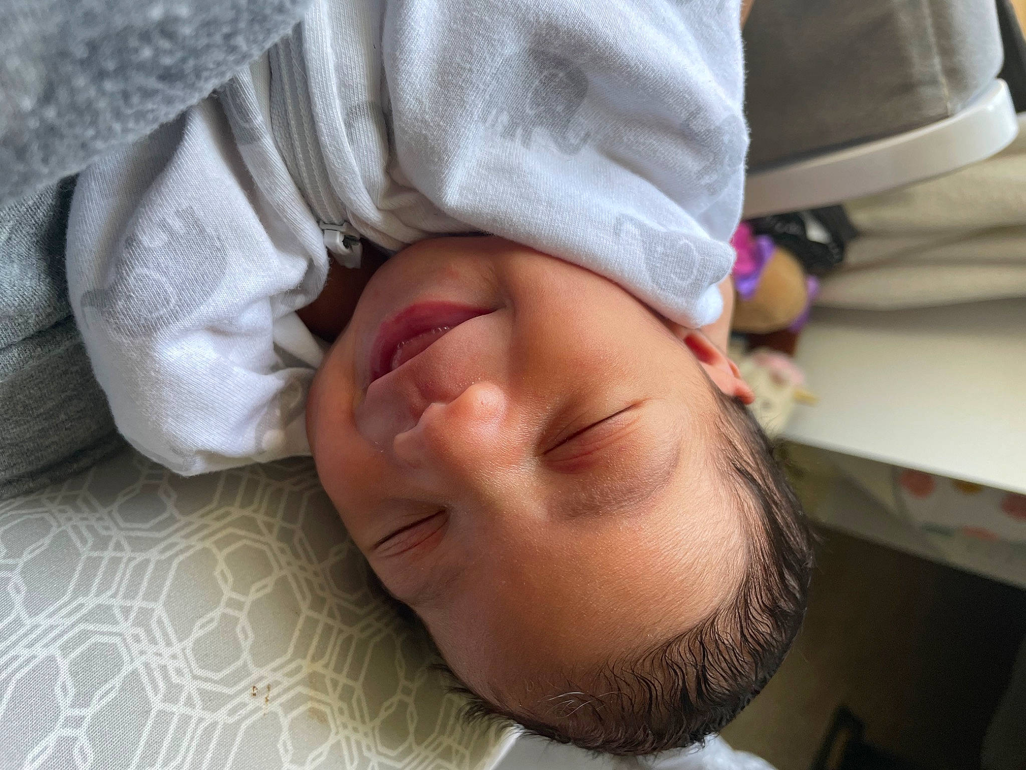 Lilah joined the competition — help win amazing prizes! baby, baby_toddler_clothing, cheek, child, comfort, eye, eyebrow, eyelash, face, finger, flooring, happy, knit_cap, lip, mouth, nose, person, skin, sleeve, smile