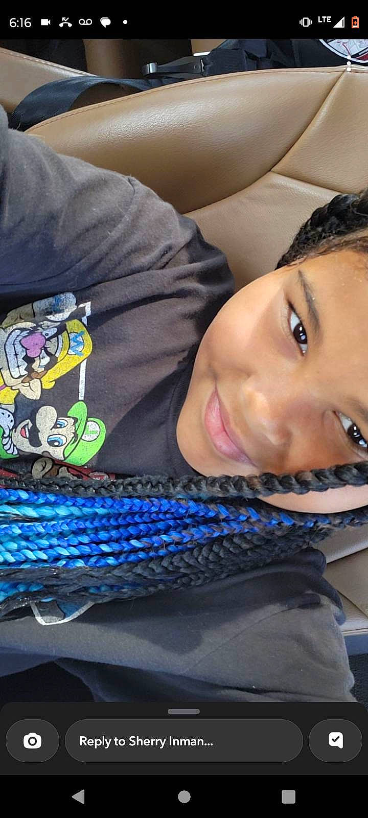 Sherry joined the competition — help win amazing prizes! child, comfort, cool, electric_blue, eyelash, fashion_accessory, happy, joy, linens, pattern, person, selfie, sitting, sleeve, t_shirt, textile, wool