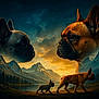 Alby a rejoint le concours — aidez-le/la à gagner de superbes lots ! french_bulldog, dog, mountains, sunset, landscape, lake, forest, nature, animal_portrait, dramatic_lighting, silhouette, walking, sky, outdoor, scenic, pets, canine, double_exposure, surreal, majestic