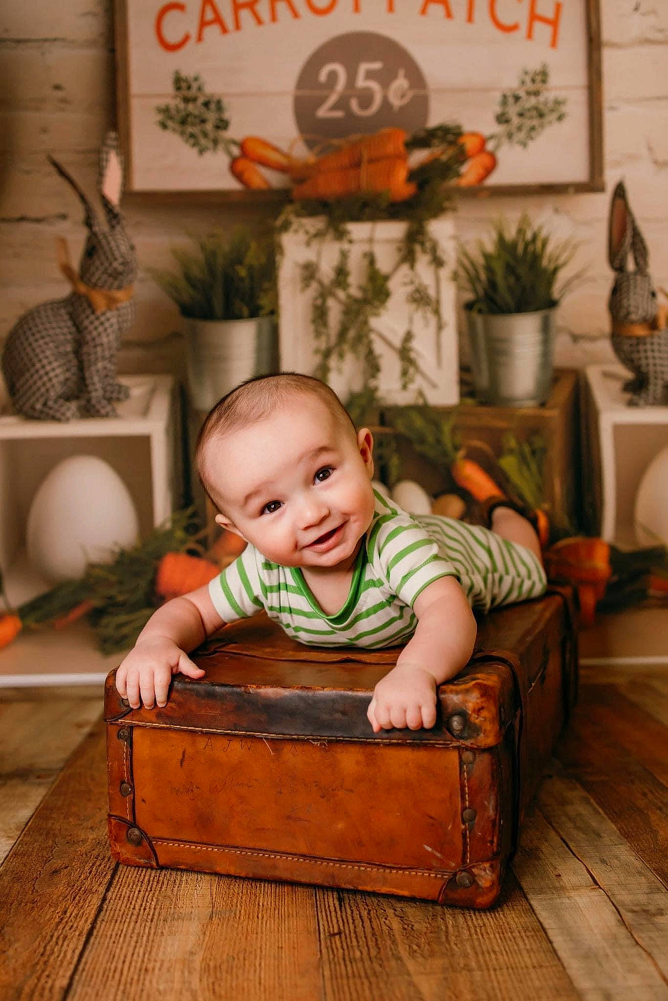 Karter Wayne joined the competition — help win amazing prizes! baby, baby_toddler_clothing, chair, child, comfort, design, floor, flooring, happy, hardwood, houseplant, joy, mammal, orange, person, picture_frame, plant, sitting, smile, toddler