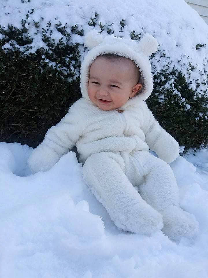 Karter Wayne joined the competition — help win amazing prizes! baby, baby_toddler_clothing, cheek, child, event, freezing, fun, fur, happy, human_body, iris, nose, people_in_nature, person, precipitation, skin, sleeve, smile, snow, toddler