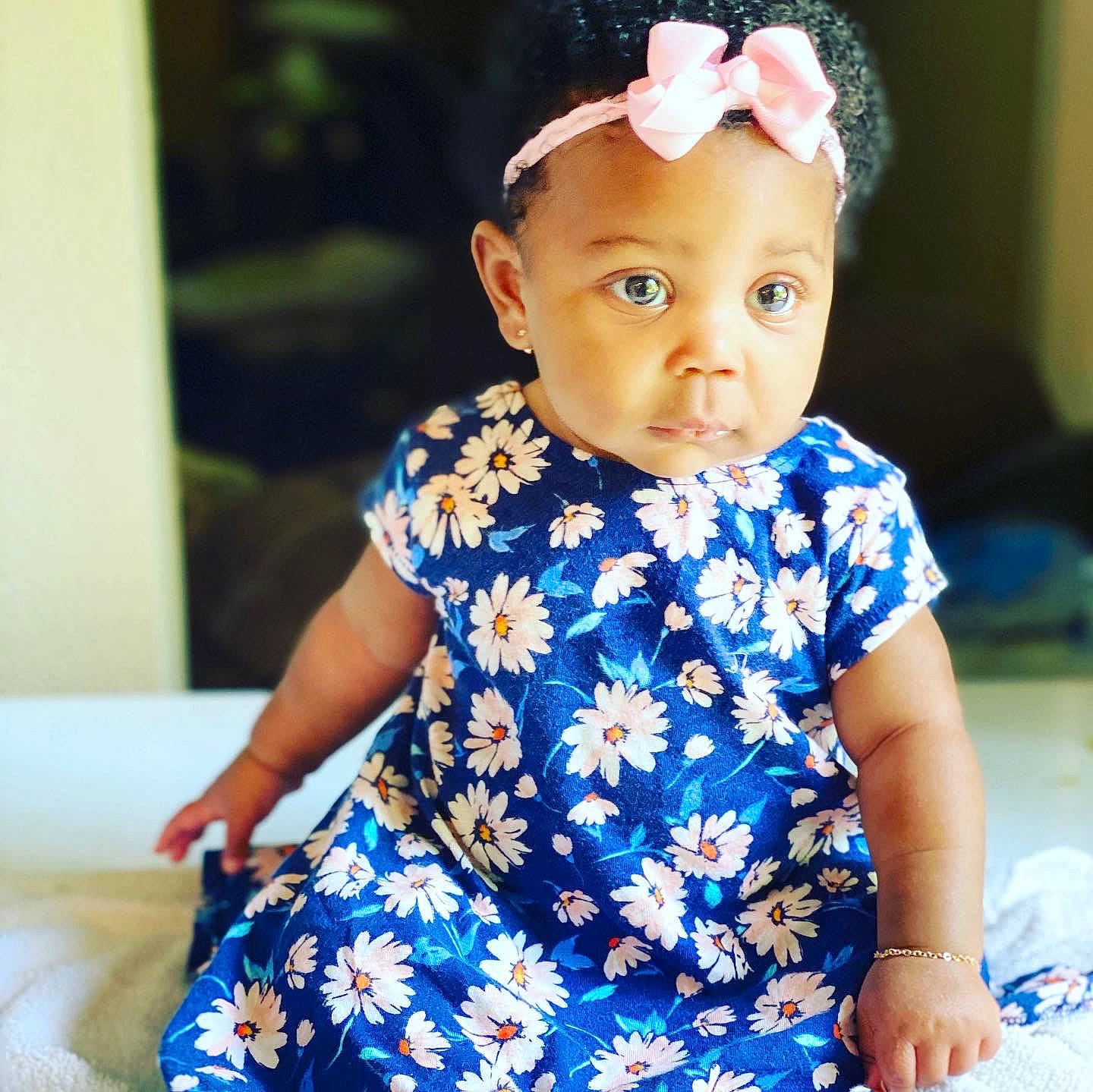 Avah is registered to the contest to win money with this photo: baby, baby_toddler_clothing, beauty, blue, child, child_model, clothing, design, dress, ear, hair_accessory, head, headband, headgear, pattern, person, sleeve, summer, t_shirt, toddler