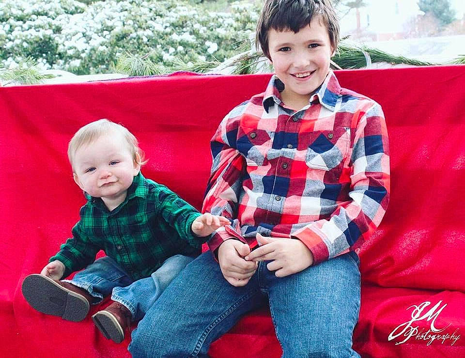 Kolton joined the competition — help win amazing prizes! baby_toddler_clothing, comfort, face, fun, grass, happy, head, jeans, joy, lap, leisure, pattern, people, person, plaid, red, sleeve, smile, tartan, toddler