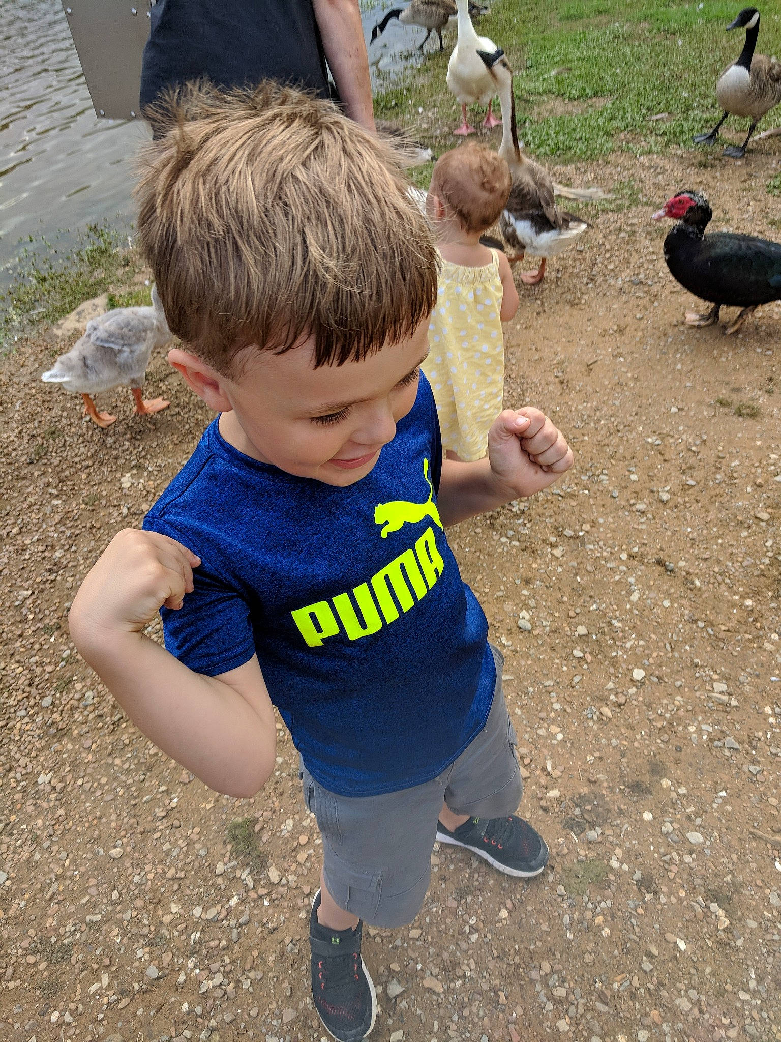 Wyatt is registered to the contest to win money with this photo: adaptation, bird, child, joy, person, play, soil, toddler