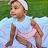 Emiely is registered to the contest to win money with this photo: baby, child, outdoor, grass, blanket, headband, bow, pink, white, tutu, cute, smiling, portrait, sitting, toddler, person, happy, fashion, nature, eyewear