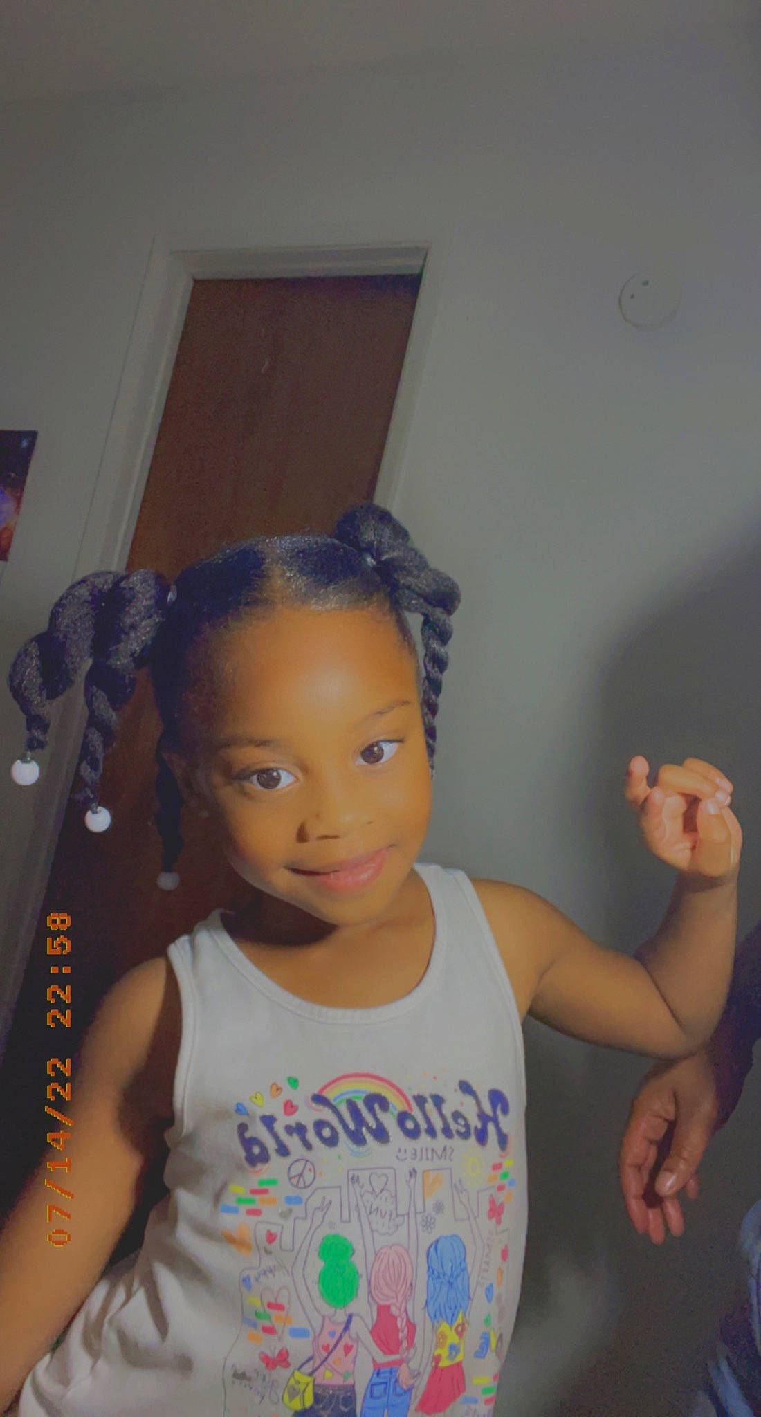 Paris is registered to the contest to win money with this photo: active_tank, arm, black_hair, chin, eye, eyebrow, eyelash, forehead, hair, hairstyle, hand, happy, iris, joint, joy, long_hair, neck, person, shoulder, skin