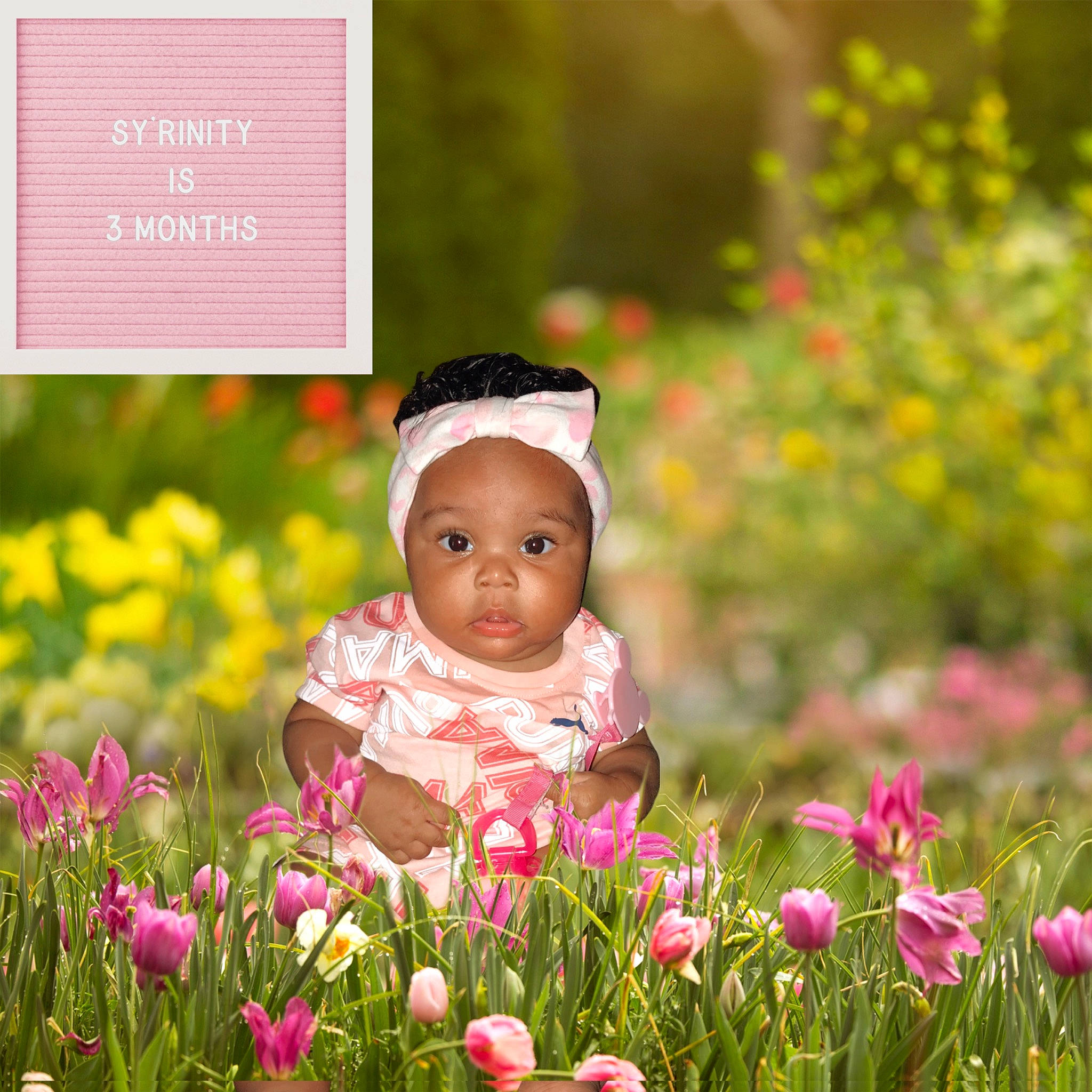 Syrinity is registered to the contest to win money with this photo: child, flower, flowering_plant, happy, lily_family, meadow, people_in_nature, perennial_plant, person, petal, photography, pink, plant, spring, toddler, tulip, wildflower