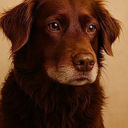 Pimprenelle participe au concours pour gagner de l'argent avec cette photo : dog, brown_dog, portrait, close_up, pet, canine, fur, fluffy, animal, eyes, snout, ears, muzzle, domestic_animal, looking_away, studio_light, calm, indoors, head_shot, soft_background