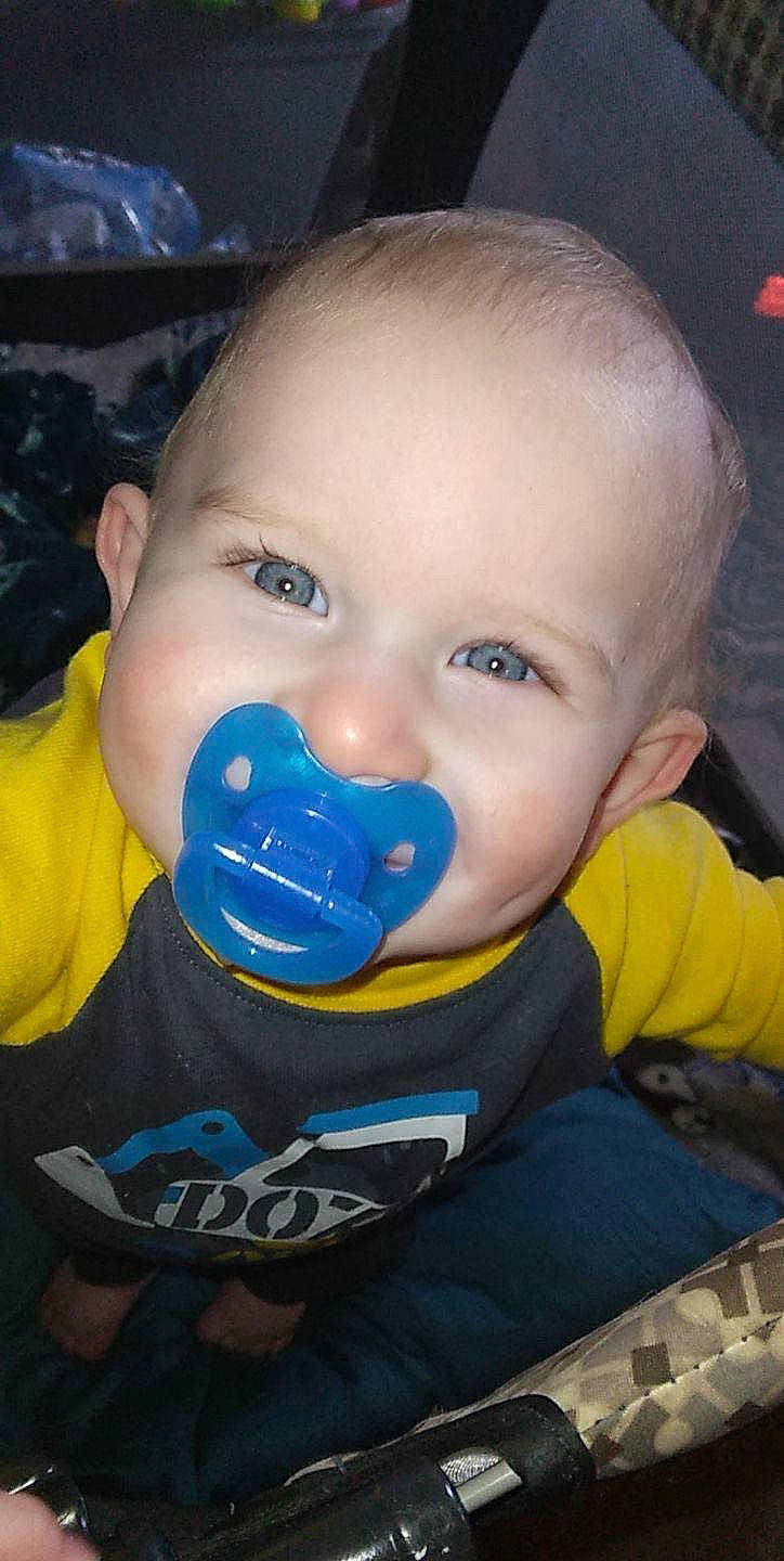 Augustus joined the competition — help win amazing prizes! baby, baby_toddler_clothing, cheek, chin, cool, ear, electric_blue, facial_expression, finger, fun, hairstyle, happy, iris, mouth, nose, person, product, sleeve, smile, t_shirt