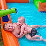 child, children, pool, inflatable_pool, water, summer, play, happy, smile, outdoor, grass, splash, boy, swimwear, fun, toddler, baby, hug, family, vacation