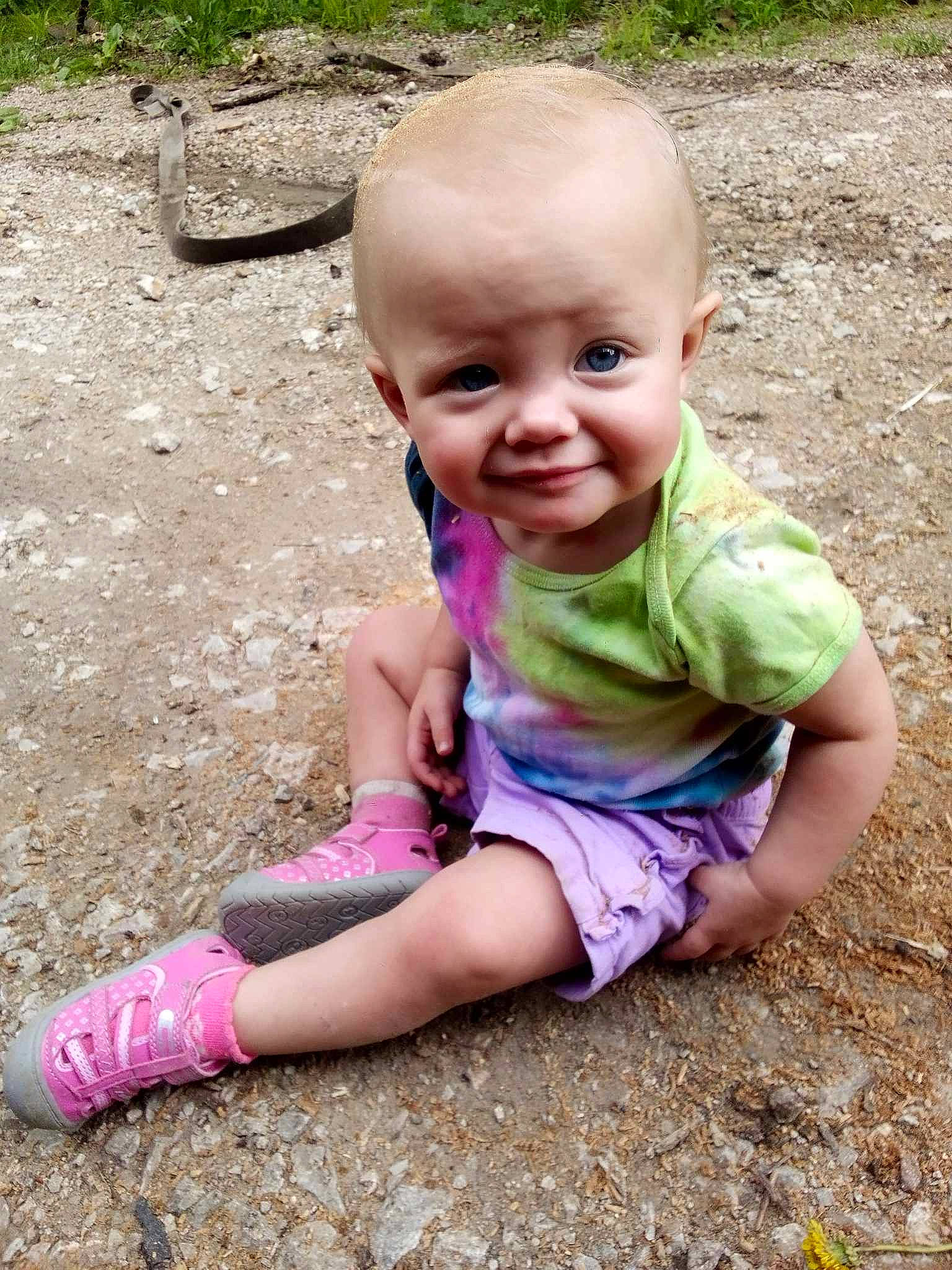 Alivia joined the competition — help win amazing prizes! baby_toddler_clothing, botany, cheek, clothing, finger, fun, grass, happy, leaf, leisure, mammal, mouth, nature, people_in_nature, person, pink, skin, smile, summer, toddler