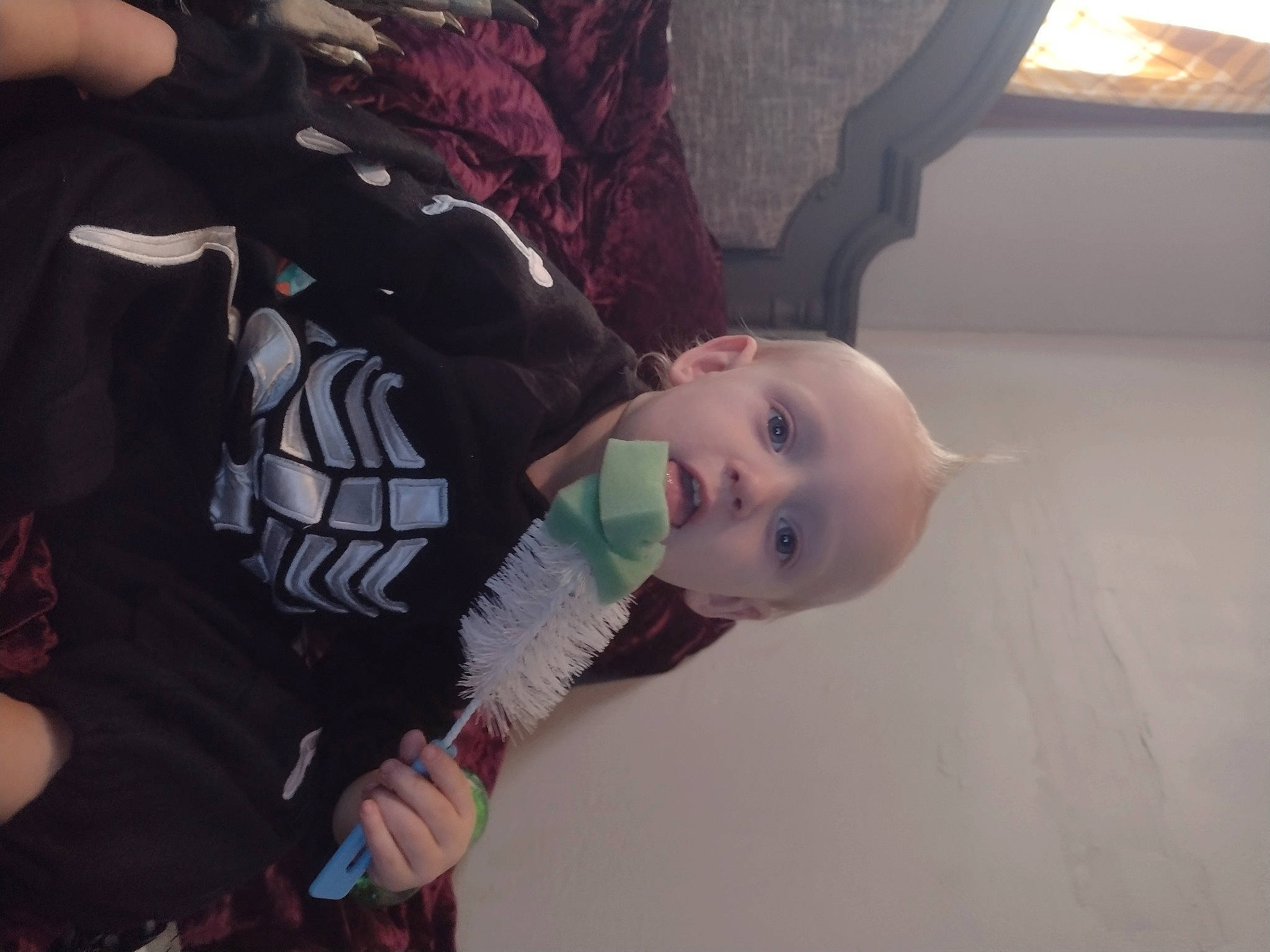 Landyn is registered to the contest to win money with this photo: baby, baby_products, baby_toys, cheek, child, doll, eyelash, fun, headgear, pattern, person, plastic, room, surprise, toddler, toy, tree, wood