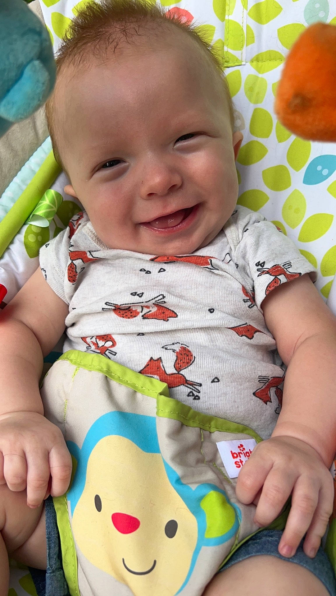 John is registered to the contest to win money with this photo: baby, baby_toddler_clothing, cheek, dress, eye, face, facial_expression, green, happy, head, iris, joy, mouth, nose, person, product, skin, sleeve, smile, textile