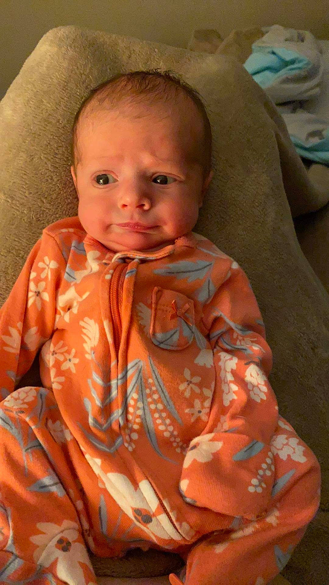 Emerson joined the competition — help win amazing prizes! cheek, chin, eye, eyebrow, face, facial_expression, forehead, hairstyle, head, iris, mouth, neck, nose, orange, outerwear, person, skin, sleeve, smile, standing