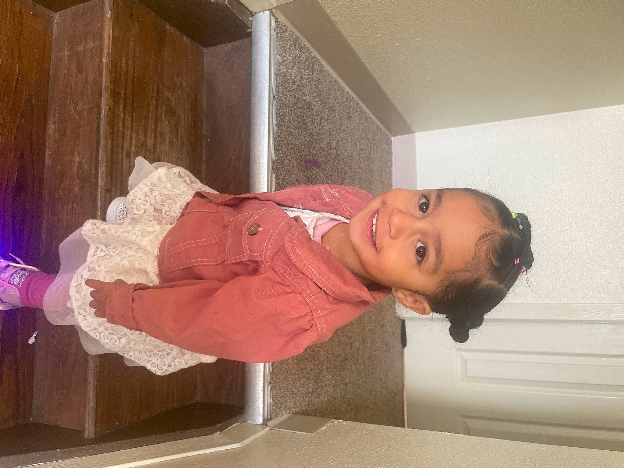 Ofelia is registered to the contest to win money with this photo: baby, baby_products, baby_toddler_clothing, child, comfort, flooring, hardwood, hat, house, joy, peach, person, plaster, room, smile, toddler, wood