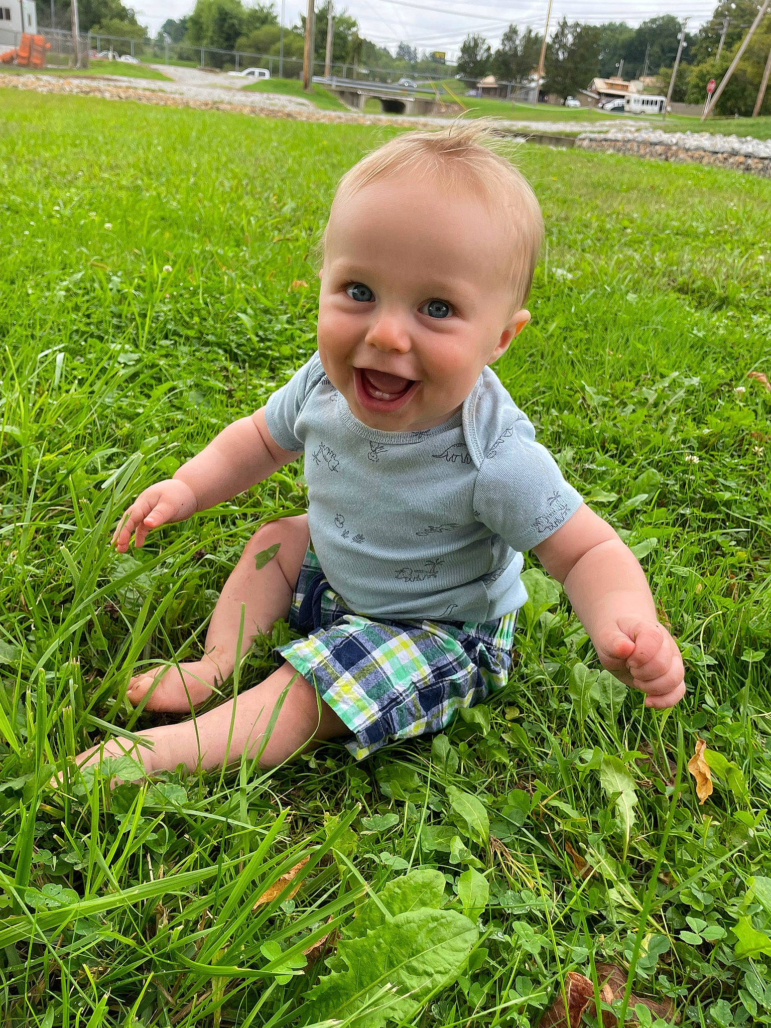 Grant joined the competition — help win amazing prizes! baby, baby_toddler_clothing, botany, cloud, facial_expression, grass, grass_family, grassland, green, groundcover, happy, joy, leaf, meadow, nature, people_in_nature, person, plant, sky, smile
