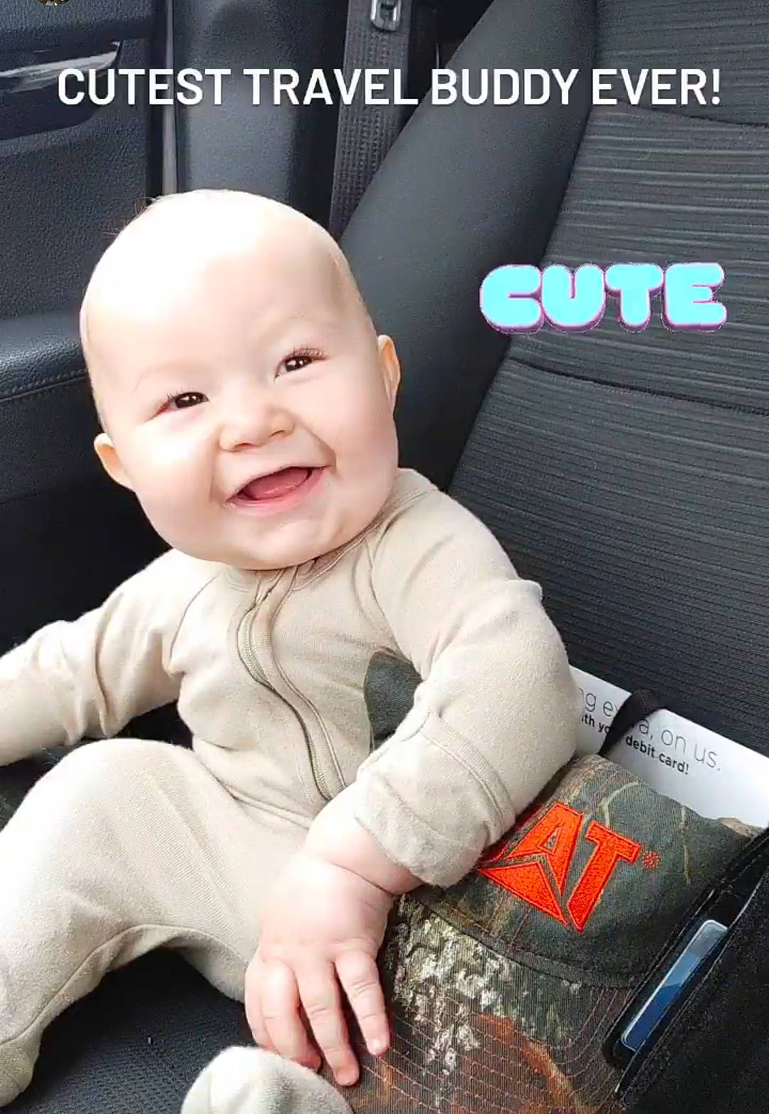 Branson is registered to the contest to win money with this photo: baby, baby_toddler_clothing, cheek, child, chin, comfort, cool, electronic_device, finger, flash_photography, happy, joy, mammal, mouth, output_device, person, product, sleeve, smile, snapshot