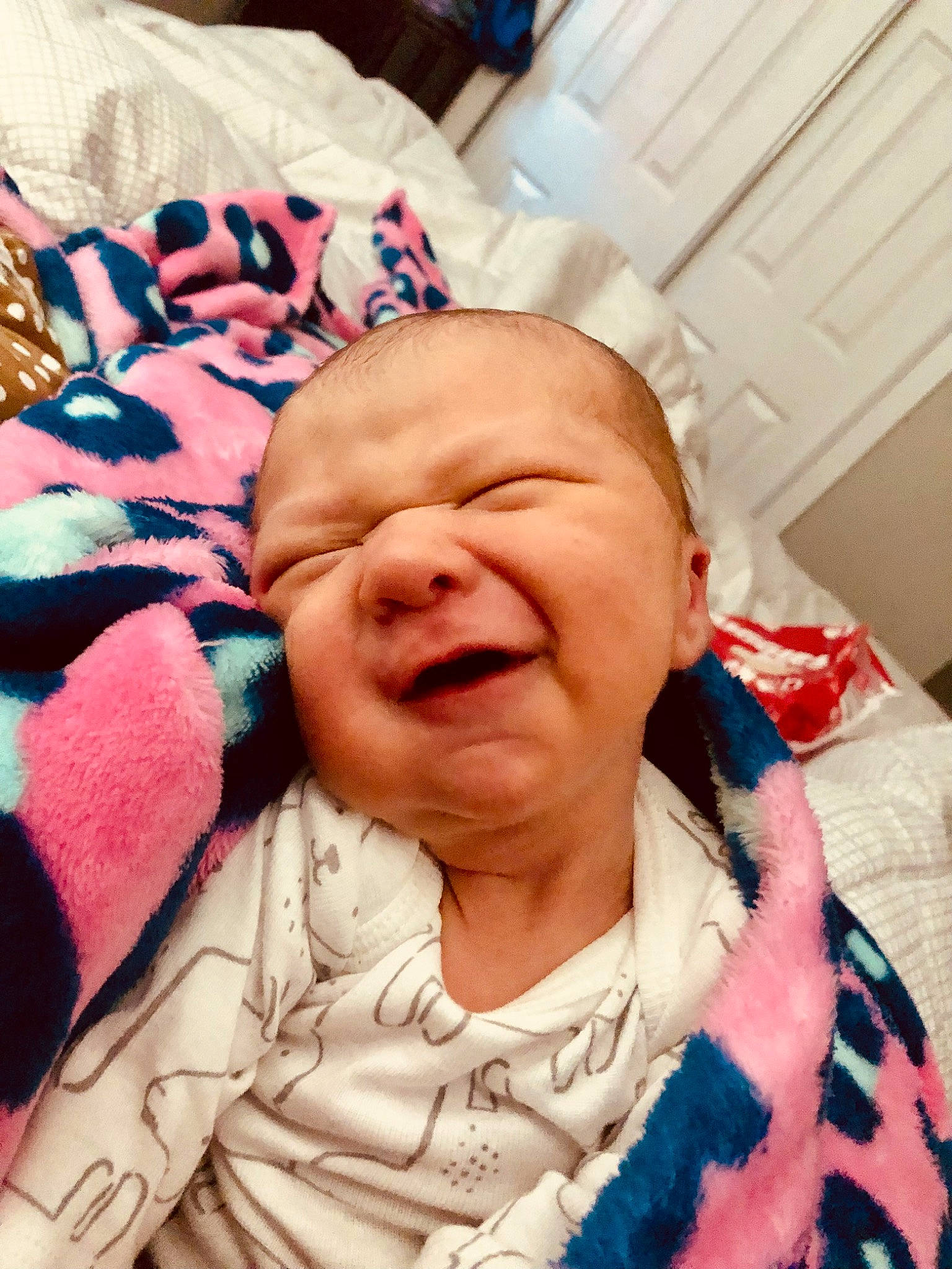 Beaux is registered to the contest to win money with this photo: baby, baby_laughing, baby_products, baby_toddler_clothing, carmine, cheek, child, comfort, happy, laugh, linens, mouth, pattern, person, pink, room, skin, sleeve, smile, thumb
