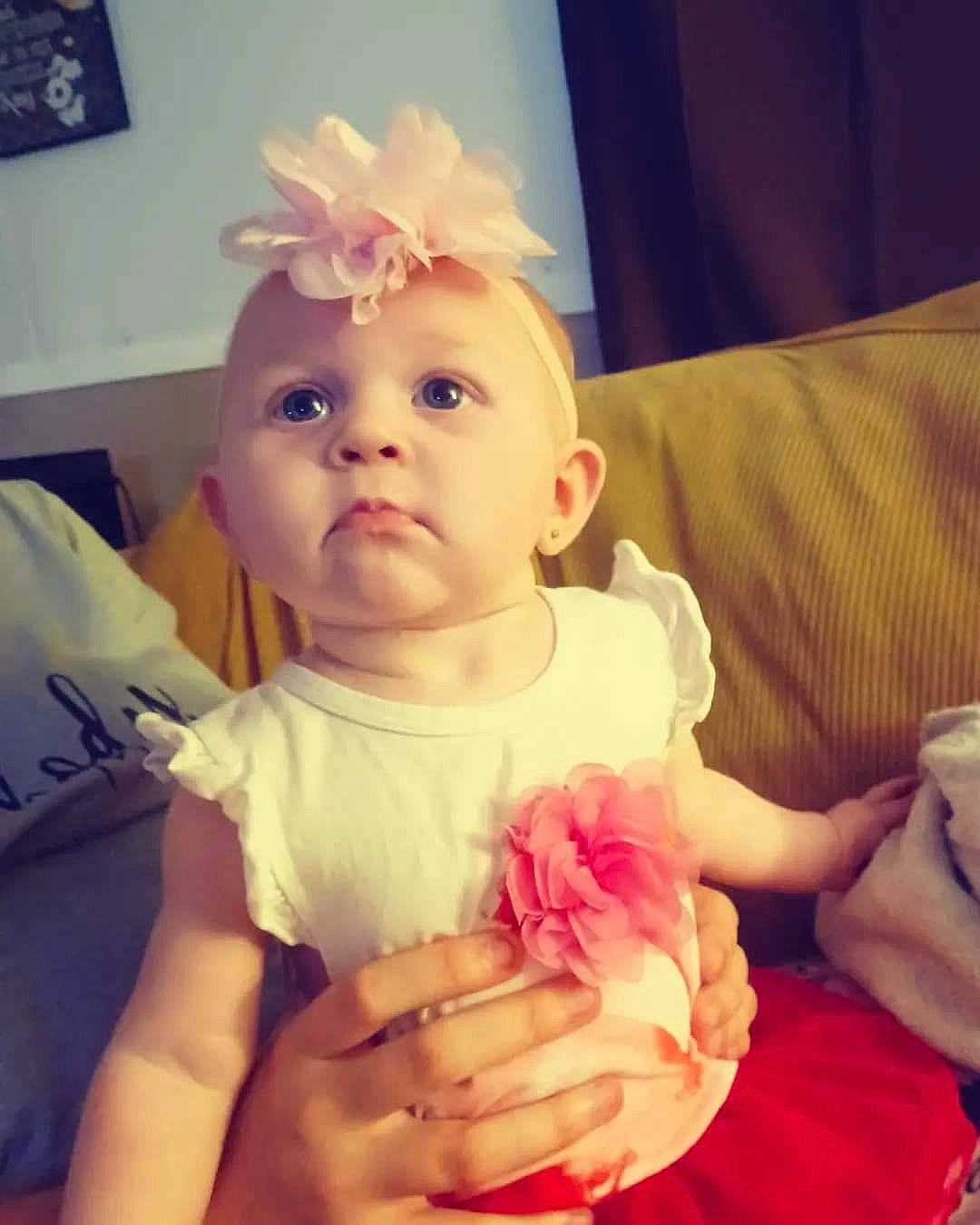 Madelyn joined the competition — help win amazing prizes! arm, baby, baby_toddler_clothing, cheek, child, cool, drinkware, finger, hand, happy, head, iris, lip, person, pink, skin, sleeve, tableware, thumb, toddler