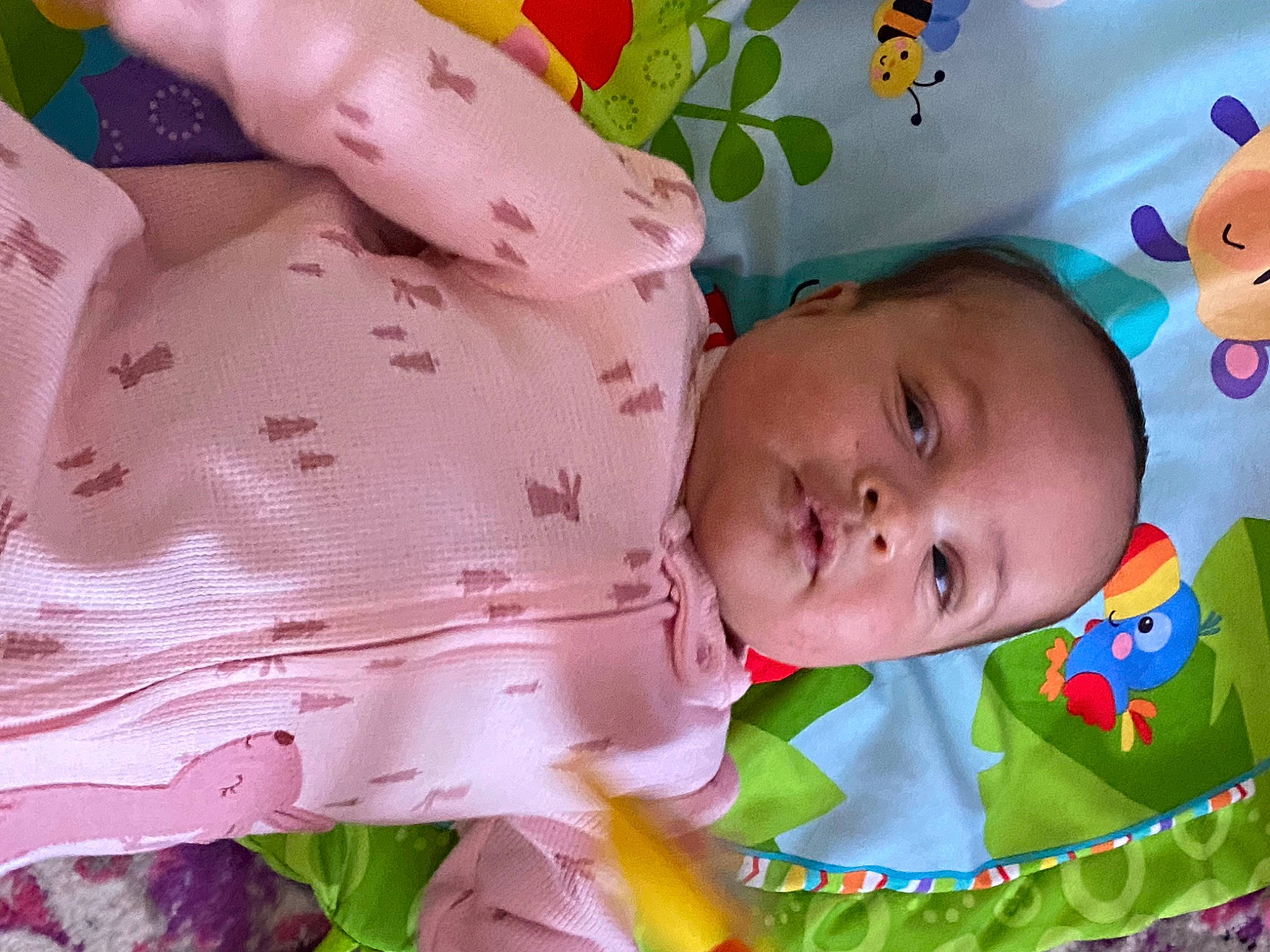 Ryleigh joined the competition — help win amazing prizes! baby, baby_products, baby_sleeping, baby_toddler_clothing, bedtime, cheek, child, comfort, grass, green, happy, head, linens, nap, pattern, people_in_nature, person, pink, skin, textile