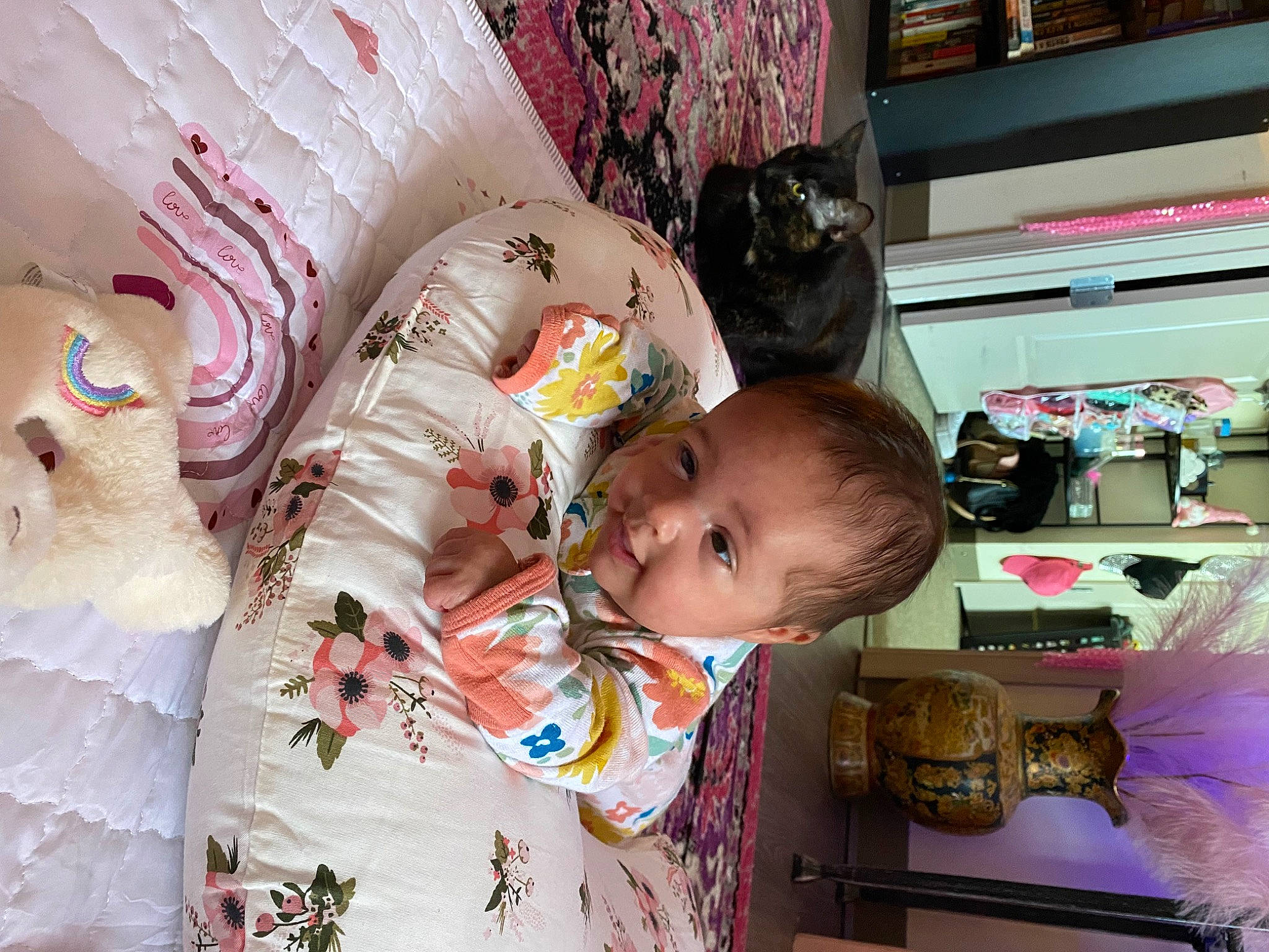 Ryleigh joined the competition — help win amazing prizes! baby, baby_products, baby_toddler_clothing, bedding, child, comfort, couch, fun, linens, pattern, person, play, room, shelf, toddler, toy