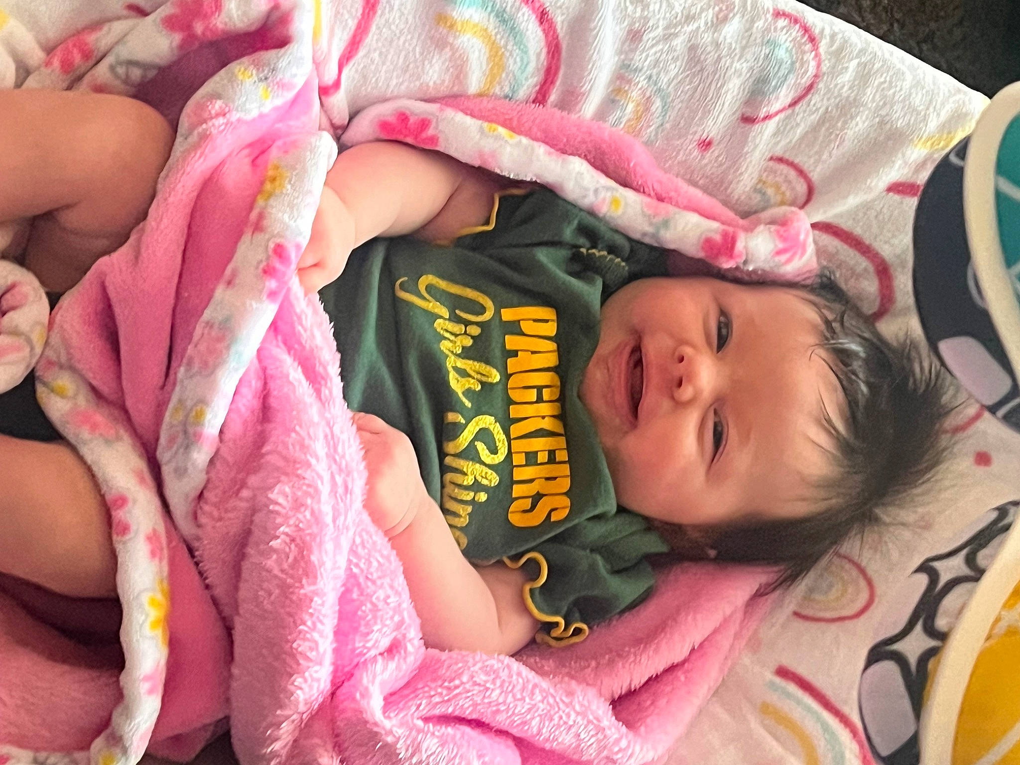 Haisley joined the competition — help win amazing prizes! baby, baby_products, baby_toddler_clothing, cheek, child, eyelash, facial_expression, fun, happy, human, linens, lip, magenta, pattern, person, pink, product, skin, smile, textile