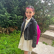 Miha a rejoint le concours — aidez-le/la à gagner de superbes lots ! blazer, clothing, coat, face, female, footwear, girl, grass, head, jacket, person, photography, plant, portrait, shoe, slate, standing, teen, tree, vegetation