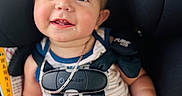 Hunter joined the competition — help win amazing prizes! baby, child, infant, smiling, happy, portrait, car_seat, safety_harness, vehicle, automobile, indoors, seated, blond_hair, blue_eyes, baby_clothing, red_buckle, close_up, photography, face, safe_travel