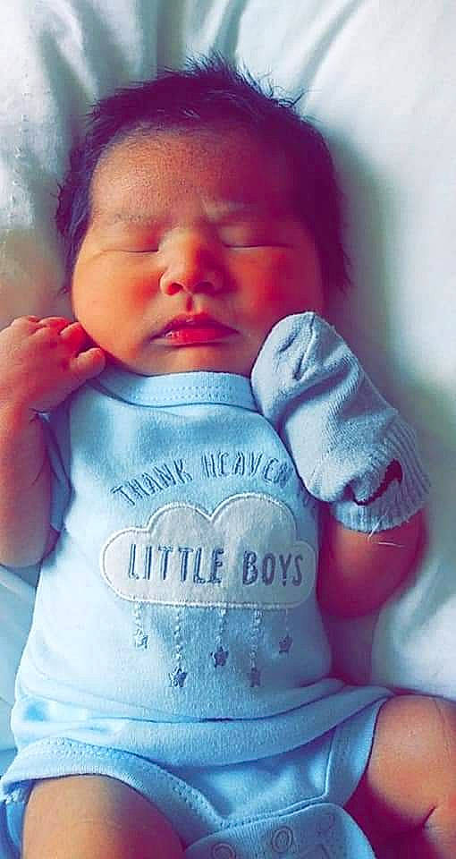 Leroy joined the competition — help win amazing prizes! azure, baby_sleeping, baby_toddler_clothing, cheek, chin, cloud, drinkware, eye, hand, happy, human_body, lip, mouth, neck, nose, person, product, skin, sleeve, smile