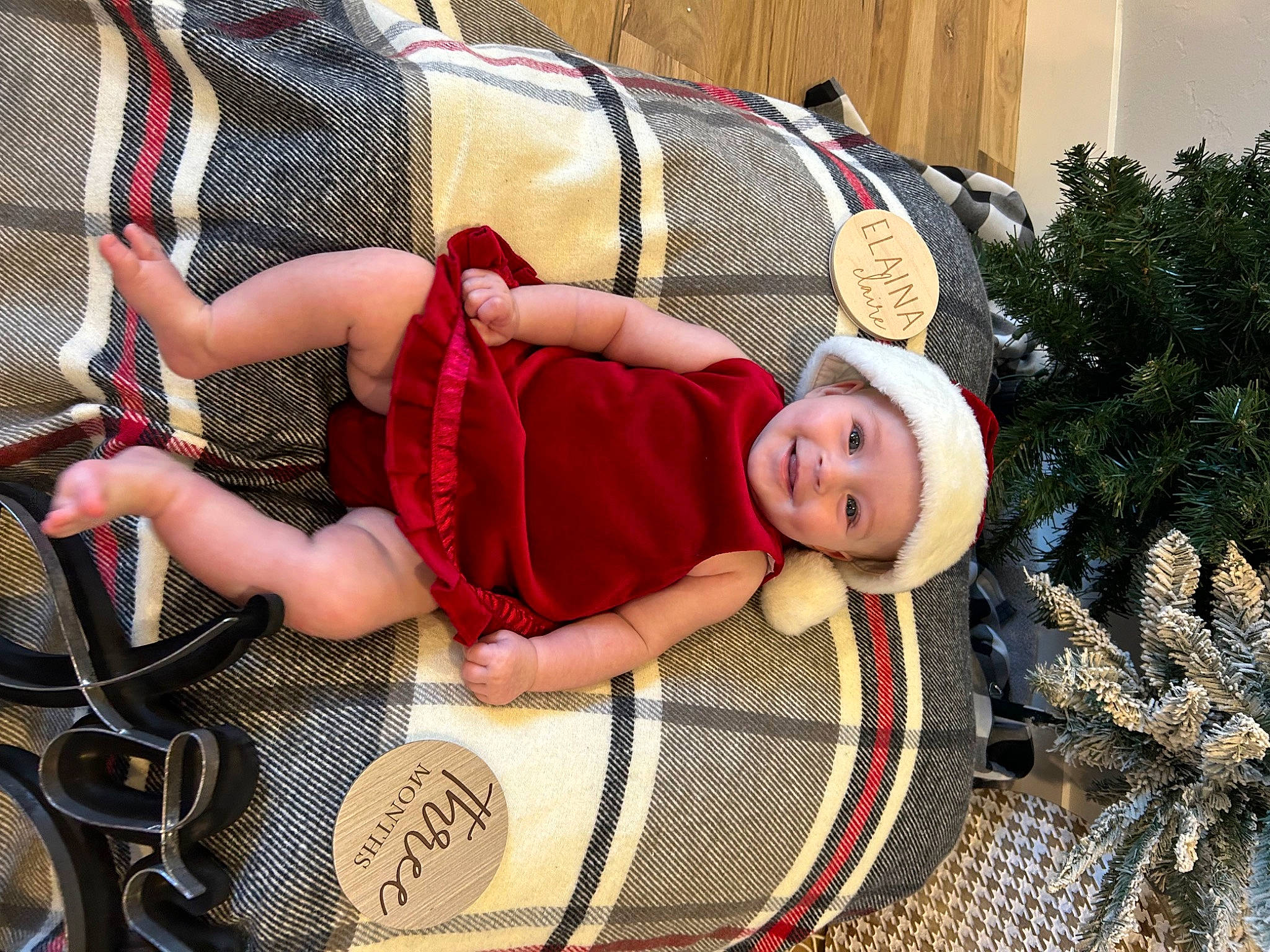 Elaina is registered to the contest to win money with this photo: baby, baby_carriage, baby_products, bag, child, couch, event, fun, grass, hat, headgear, headwear, holiday, joy, lap, leisure, pattern, person, plant, sitting