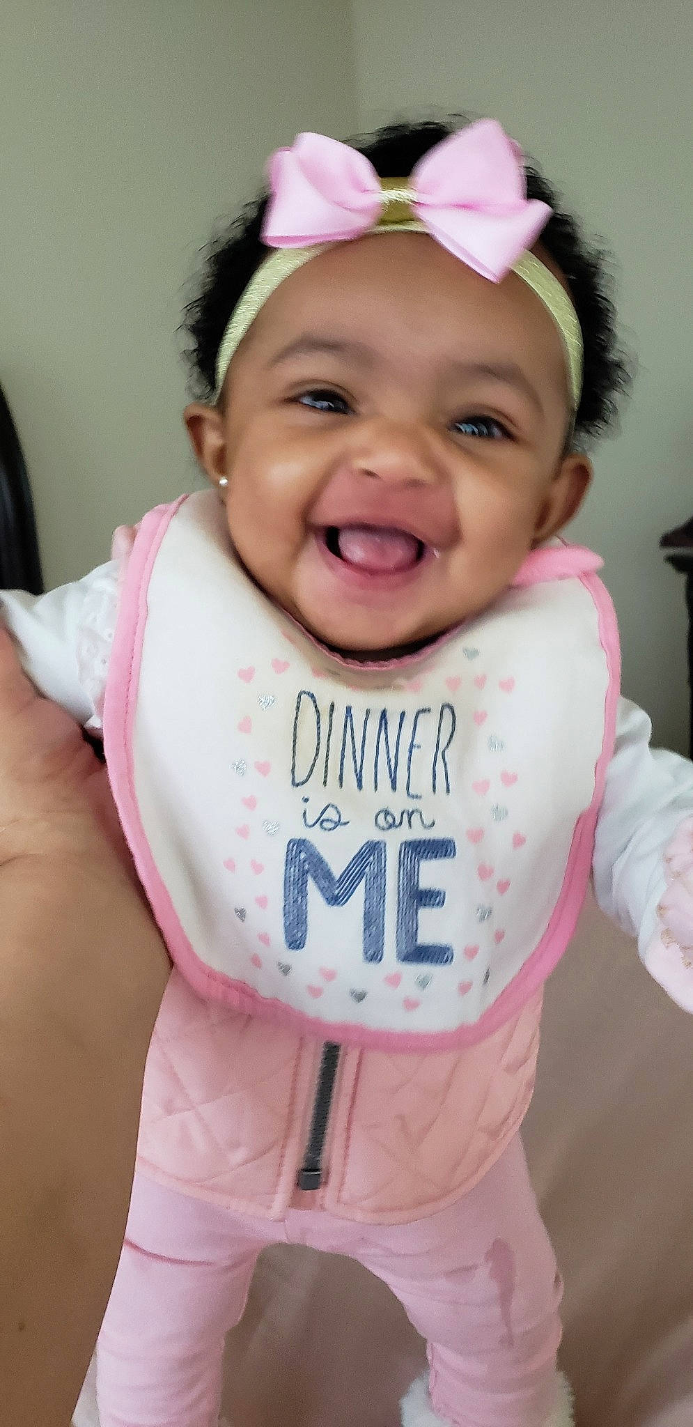 Giana joined the competition — help win amazing prizes! baby, baby_toddler_clothing, cheek, child, cool, face, facial_expression, forehead, fun, hair_accessory, happy, head, headgear, headwear, joy, laugh, lip, mouth, person, pink