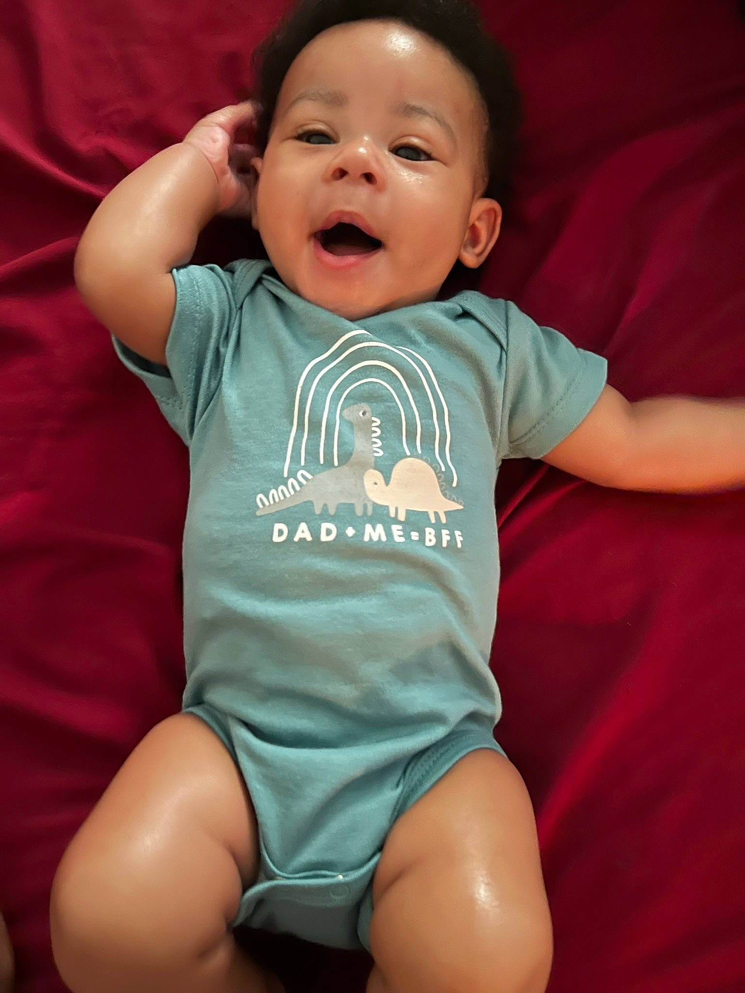 Braylon joined the competition — help win amazing prizes! baby, baby_toddler_clothing, cheek, chin, finger, flash_photography, fun, gesture, happy, human_leg, mouth, neck, person, pink, skin, sleeve, smile, stomach, t_shirt, thigh