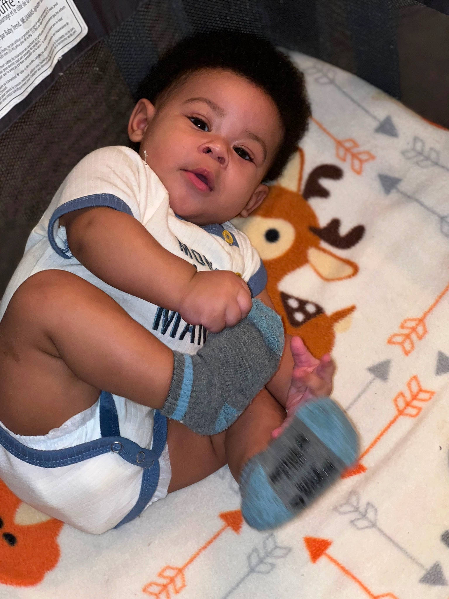 Braylon joined the competition — help win amazing prizes! baby, baby_toddler_clothing, child, comfort, eye, face, finger, flooring, hand, happy, leg, mammal, mouth, person, product, skin, sleeve, t_shirt, textile, thigh
