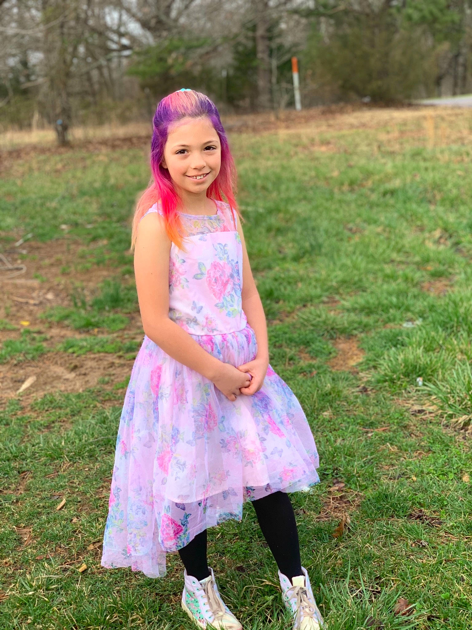 Vivian joined the competition — help win amazing prizes! baby_toddler_clothing, day_dress, dress, fun, grass, grass_family, grassland, happy, joy, magenta, meadow, one_piece_garment, pattern, people_in_nature, person, pink, plant, purple, sleeve, smile