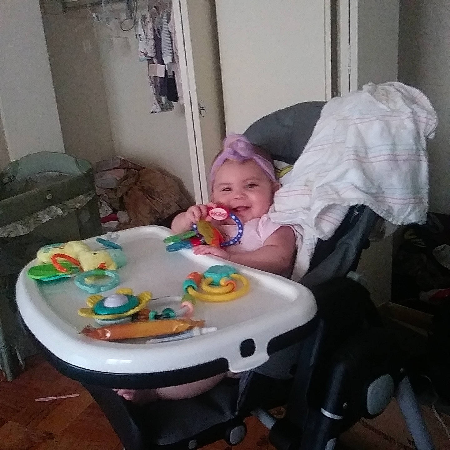 Wynter Marie Keels joined the competition — help win amazing prizes! baby, baby_products, chair, child, eating, food, person, product, sitting, toddler