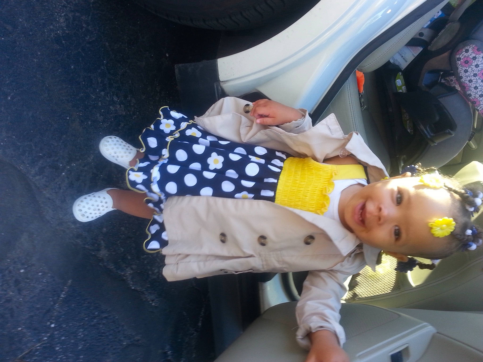 Christiana joined the competition — help win amazing prizes! auto_part, automotive_design, automotive_exterior, automotive_lighting, baby_carriage, baby_products, bumper, electric_blue, family_car, fun, human_leg, luxury_vehicle, motor_vehicle, person, smile, thigh, toddler, tree, trunk, vehicle_door