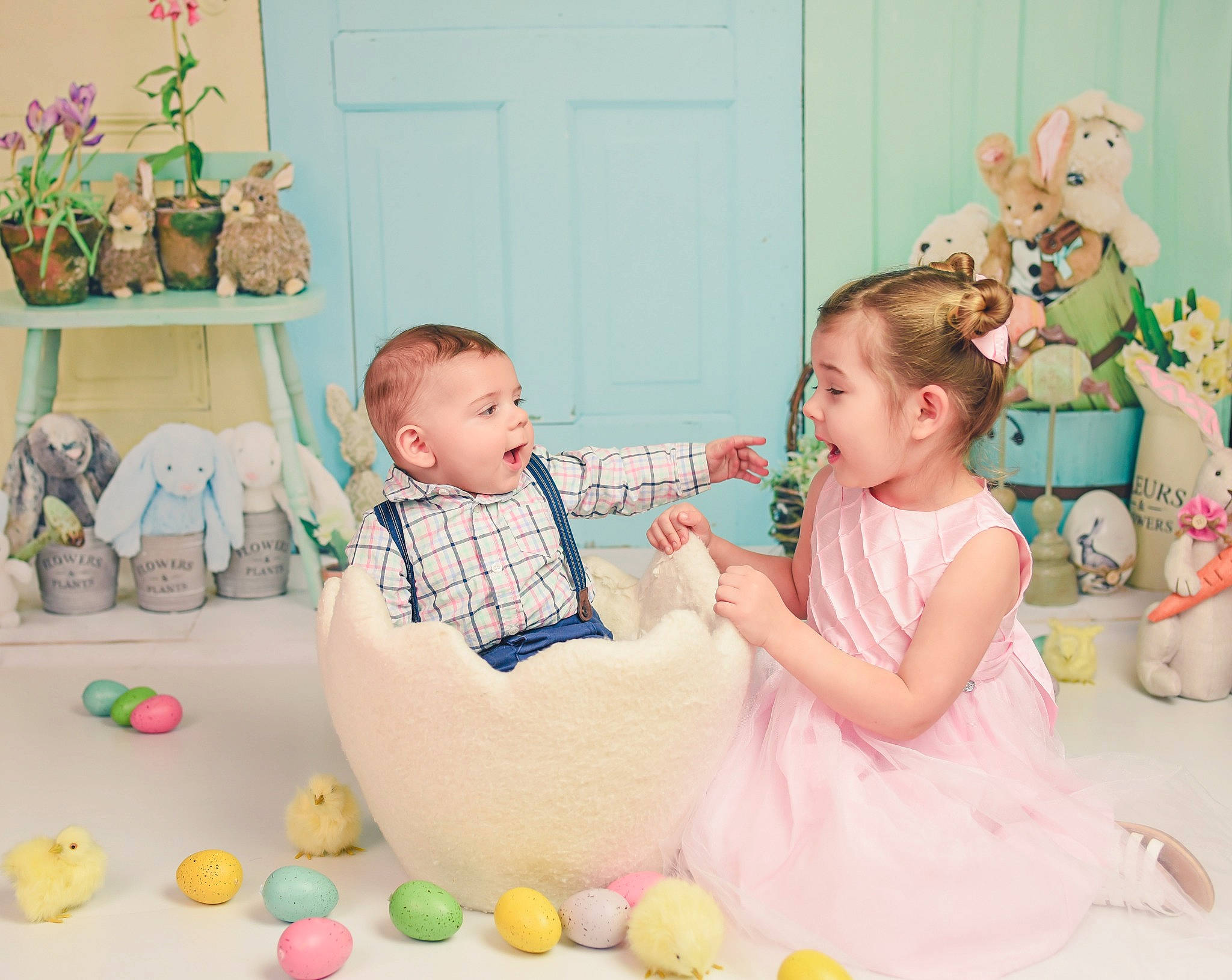 Colton is registered to the contest to win money with this photo: baby, baby_toddler_clothing, child, door, dress, event, flowerpot, fun, happy, leisure, party_supply, person, photograph, pink, product, sharing, smile, snapshot, toddler, white