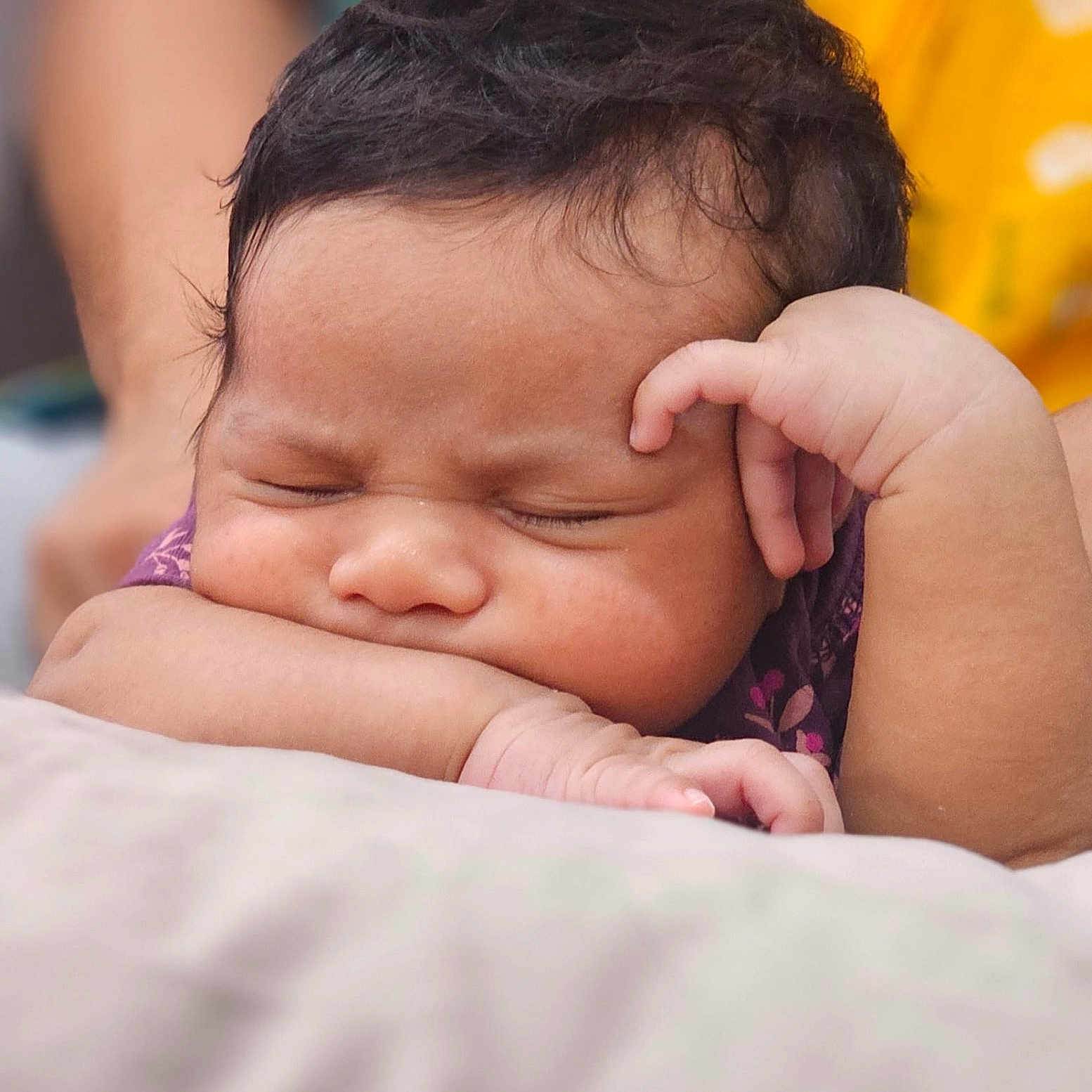 Sura joined the competition — help win amazing prizes! baby, sleeping, arm, face, child, closeup, chubby_cheeks, resting, hand, skin, person, young_child, indoors, portrait, cute, peaceful, nap, expression, soft_lighting, background_blur