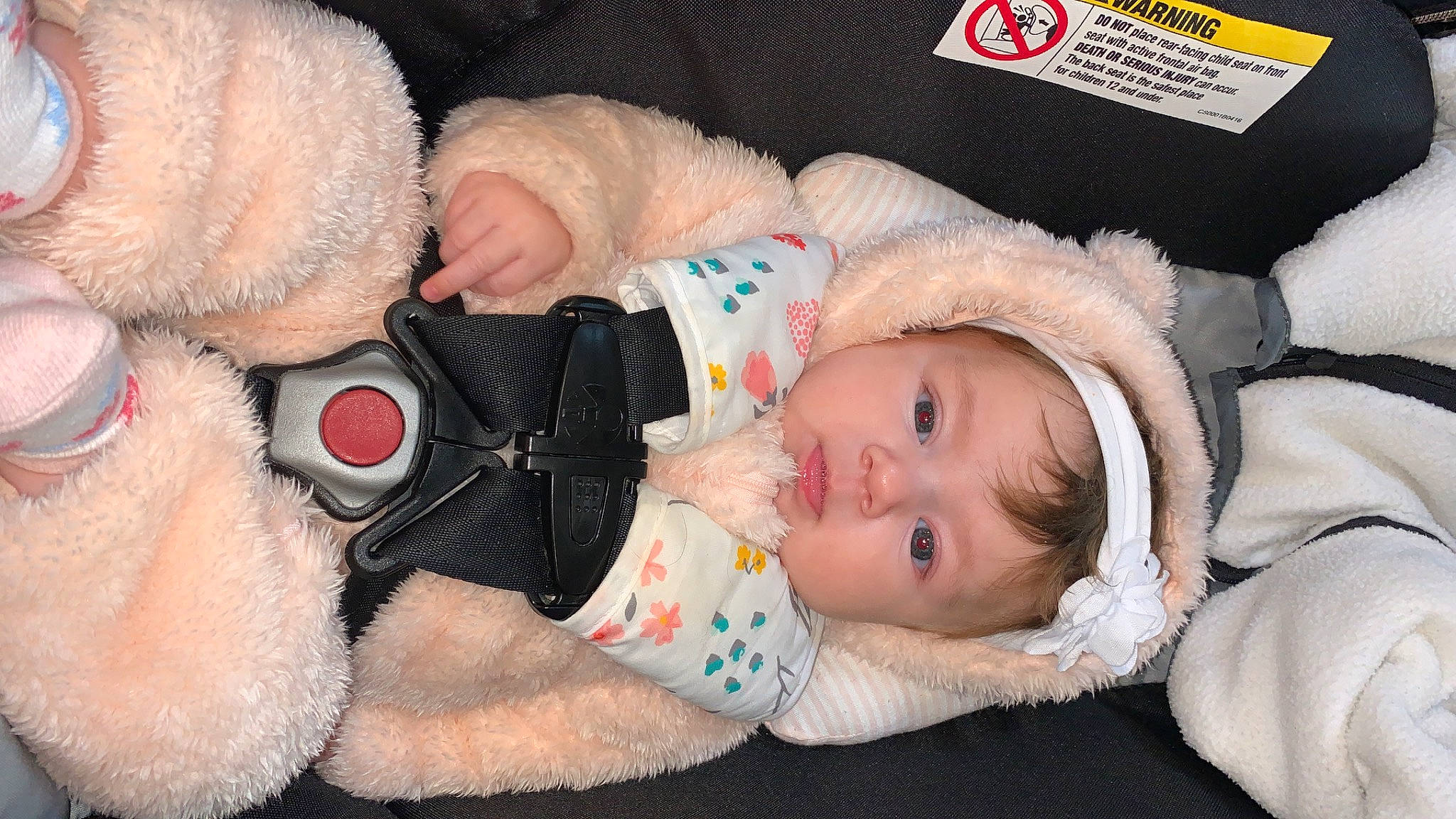 Helena is registered to the contest to win money with this photo: baby, baby_products, baby_sleeping, baby_toddler_clothing, cheek, child, comfort, fur, headgear, headwear, lap, nail, organ, person, skin, stuffed_toy, textile, thumb, toddler, toy