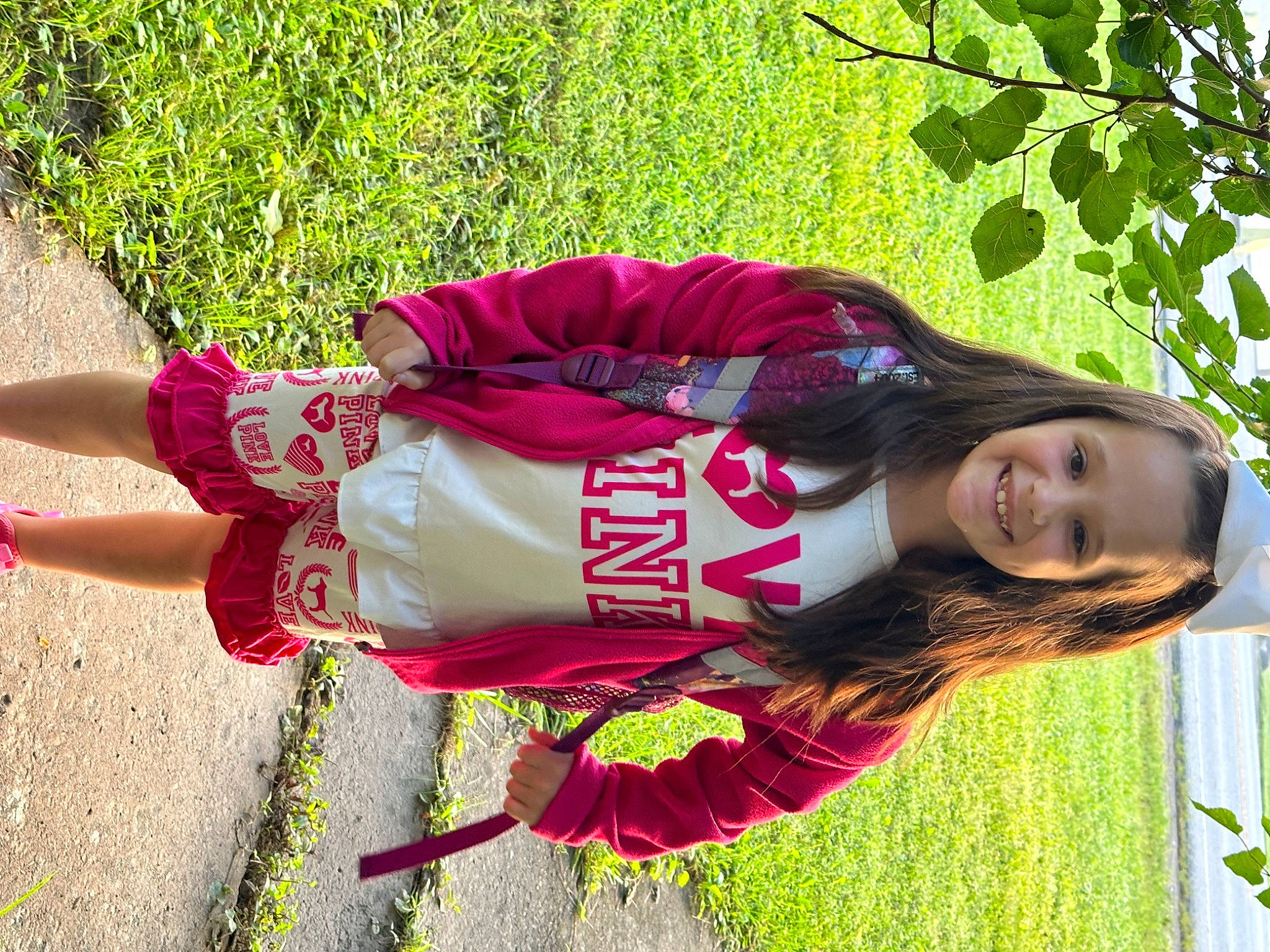 Aleigha is registered to the contest to win money with this photo: fun, grass, happy, human_leg, joy, knee, leisure, luggage_and_bags, magenta, people_in_nature, person, plant, recreation, shorts, smile, t_shirt, thigh, tree, waist