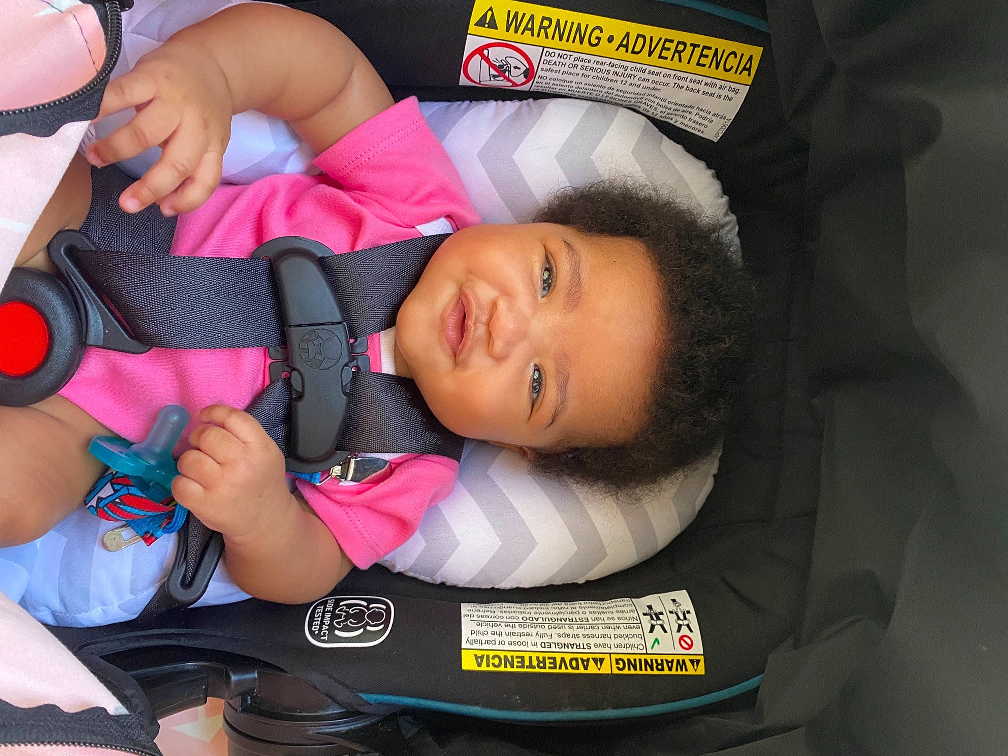 Jaylani is registered to the contest to win money with this photo: auto_part, automotive_wheel_system, baby, baby_carriage, baby_in_car_seat, baby_products, baby_toddler_clothing, car_seat, child, comfort, fun, motor_vehicle, person, smile, steering_wheel, toddler, vehicle_door
