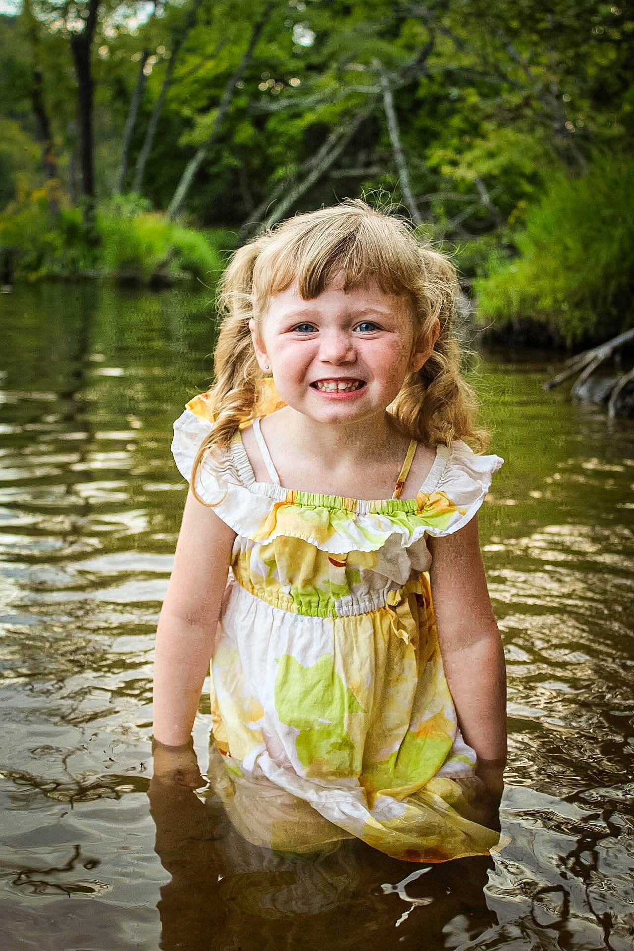 Zaria Lee is registered to the contest to win money with this photo: beauty, flash_photography, fluvial_landforms_of_streams, forest, fun, grass, happy, joy, lake, leaf, leisure, natural_landscape, nature, people_in_nature, person, plant, smile, summer, sunlight, toddler