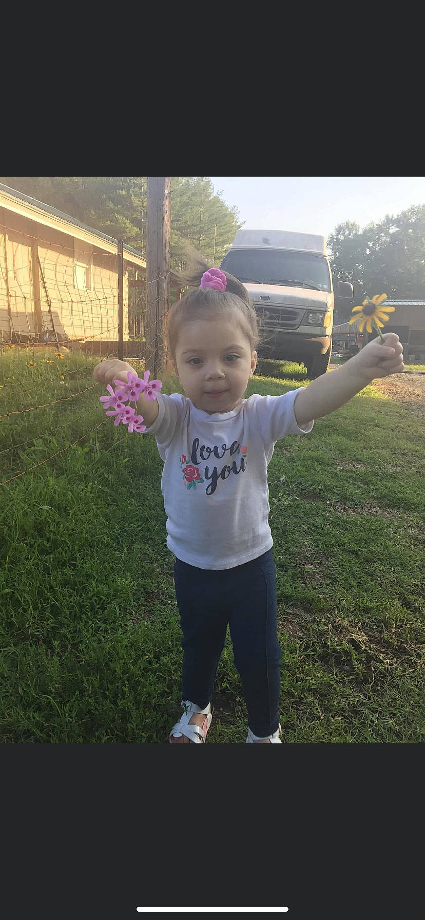 Valerie is registered to the contest to win money with this photo: baby, car, cool, face, fun, grass, happy, leaf, leisure, morning, people_in_nature, person, plant, recreation, sky, sleeve, sweatpant, t_shirt, toddler, tree