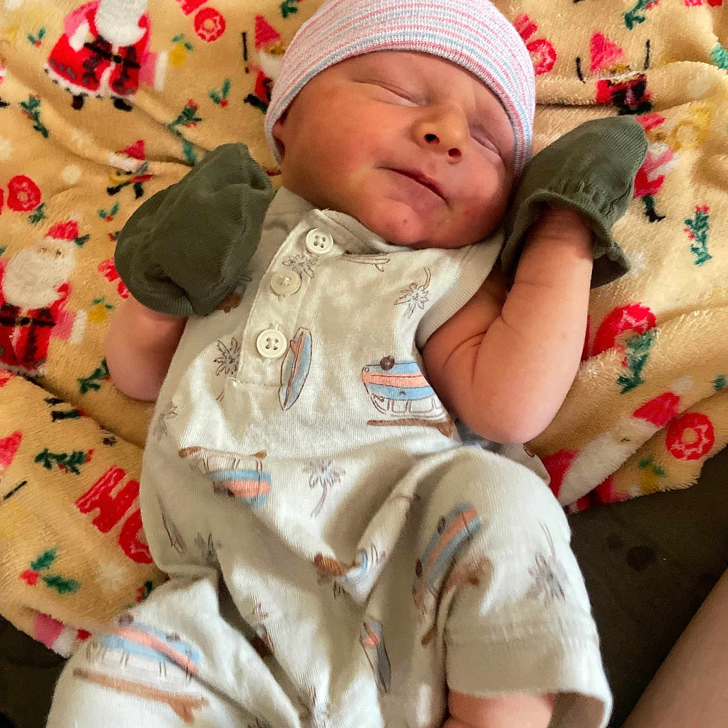 Leighton is registered to the contest to win money with this photo: architecture, baby, blanket, building, cap, clothing, cushion, face, furniture, glove, hat, head, homedecor, hospital, newborn, person, photography, portrait, quilt, sleeping