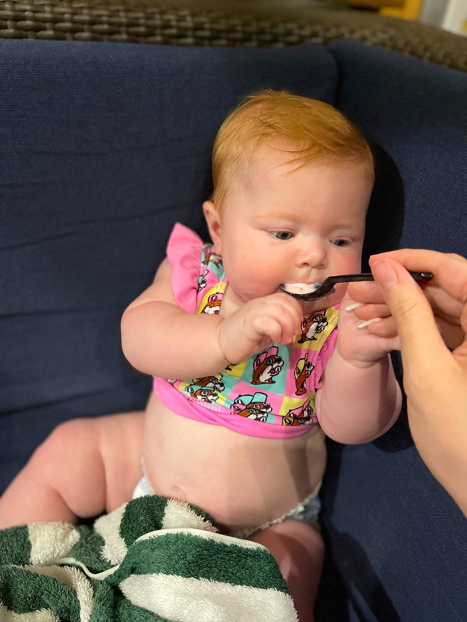 Bayleigh joined the competition — help win amazing prizes! arm, baby, baby_toddler_clothing, cheek, comfort, couch, eye, finger, hand, human_body, iris, joint, lap, leg, mouth, muscle, person, skin, stomach, thigh