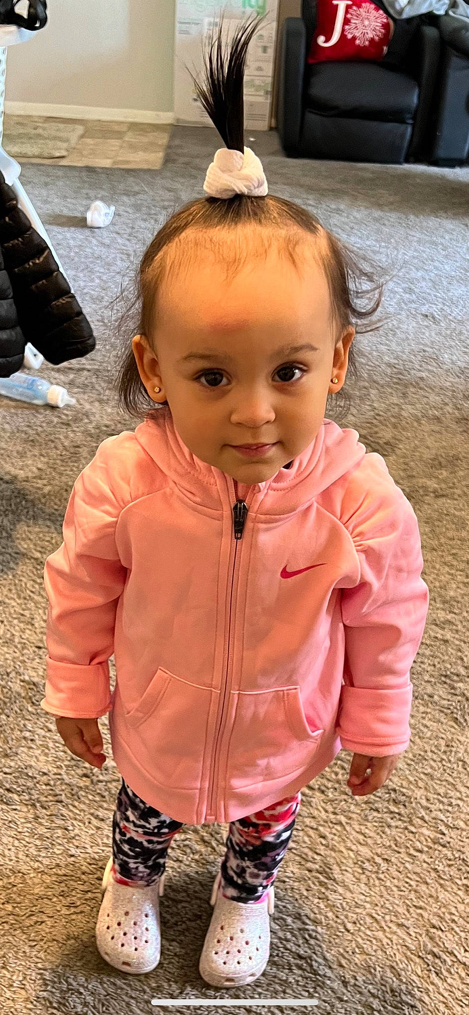 Zaniyah joined the competition — help win amazing prizes! baby_toddler_clothing, cheek, child, eyelash, facial_expression, fun, hairstyle, happy, head, human, iris, lip, nose, outerwear, person, photograph, pink, skin, sleeve, standing