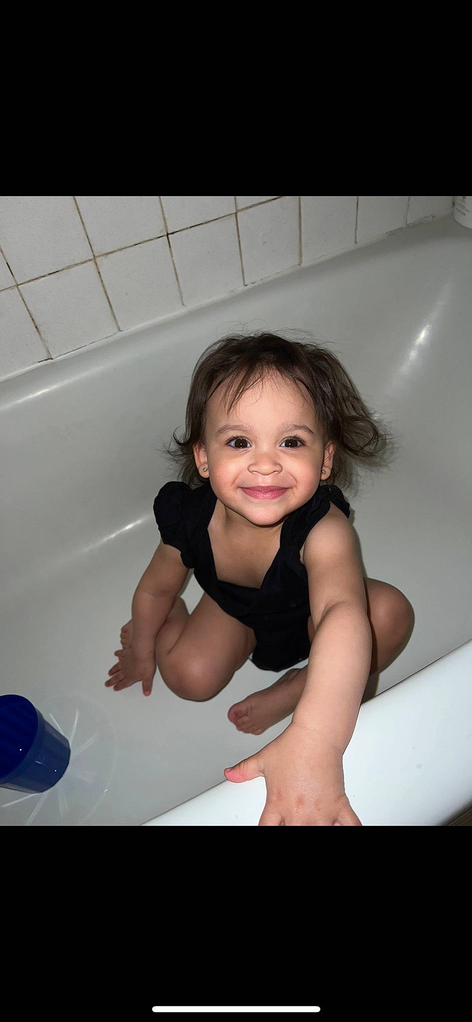 Zaniyah joined the competition — help win amazing prizes! arm, baby, bathing, bathroom, bathtub, beauty, child, comfort, eye, flash_photography, fun, happy, joy, organ, person, photograph, plumbing, plumbing_fixture, skin, smile