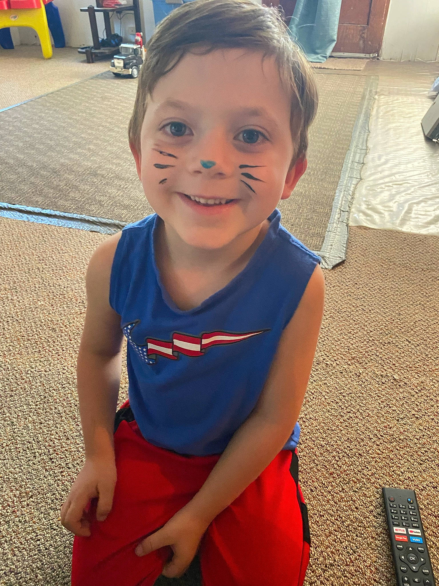 Deegan joined the competition — help win amazing prizes! baby_toddler_clothing, electric_blue, eye, facial_expression, flooring, fun, hair, happy, head, iris, joint, joy, leisure, mouth, nose, person, recreation, shoulder, smile, standing